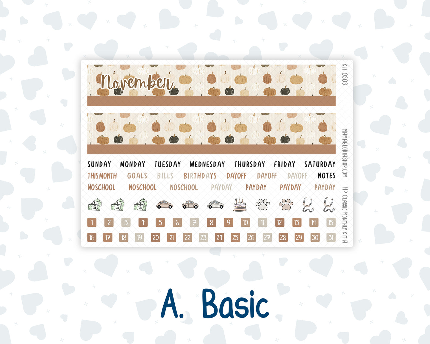 Kit 0303 - HP Classic - Monthly Kit - November - Into The Woods - For Classic Happy Planner