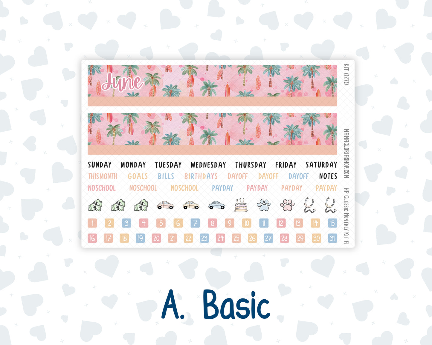 Kit 0270 - HP Classic - Monthly Kit - June - Beachside Bliss - For Classic Happy Planner