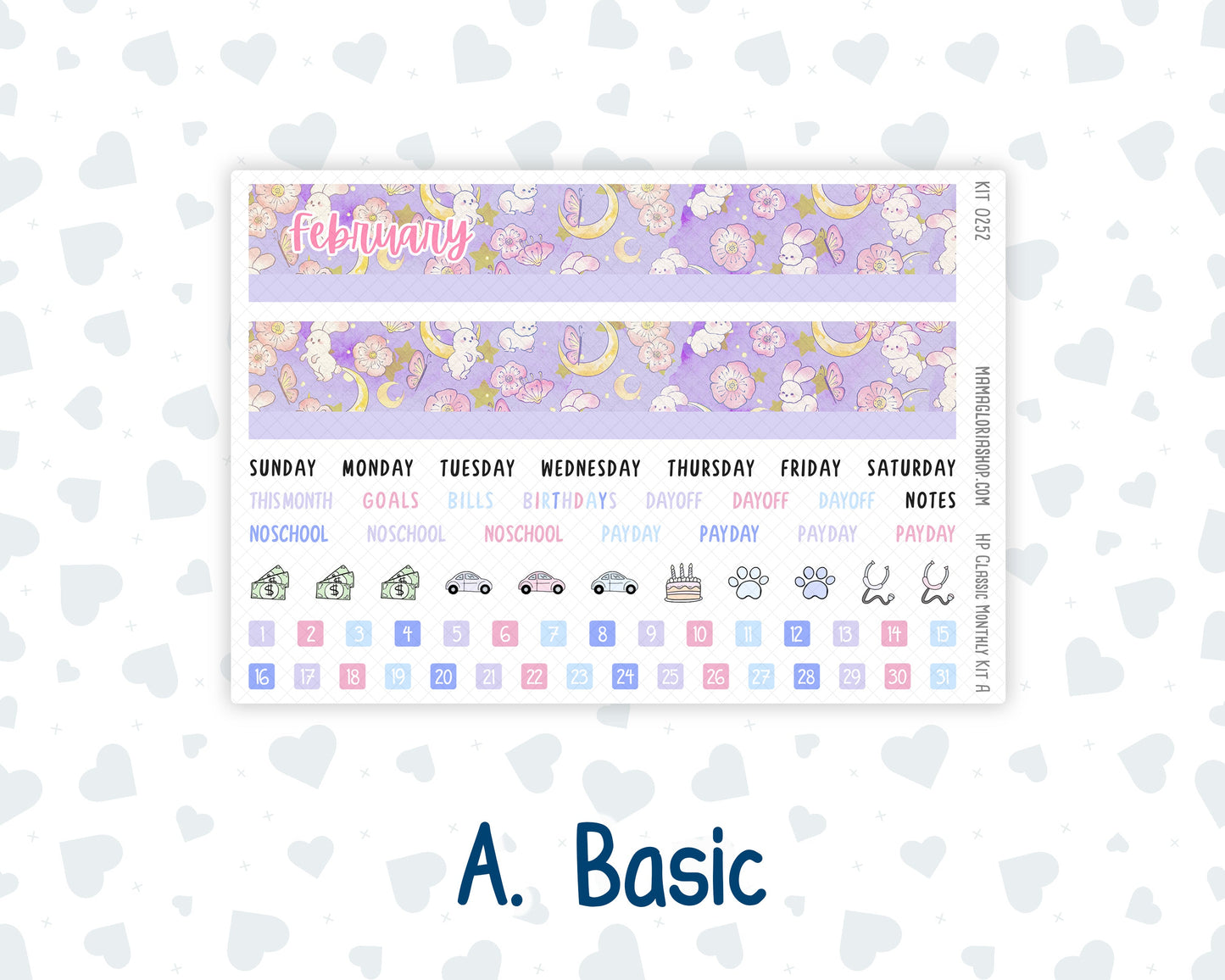 Kit 0252 - HP Classic - Monthly Kit - February - Tokyo Candy Cloud - For Classic Happy Planner