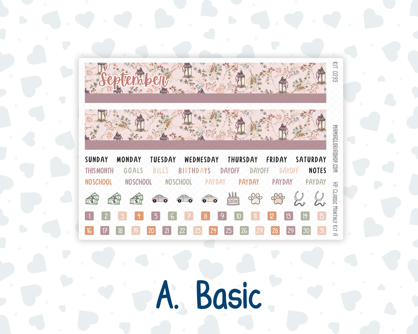 Kit 0293 - HP Classic - Monthly Kit - September - Fleur de Provence - For Classic Happy Planner