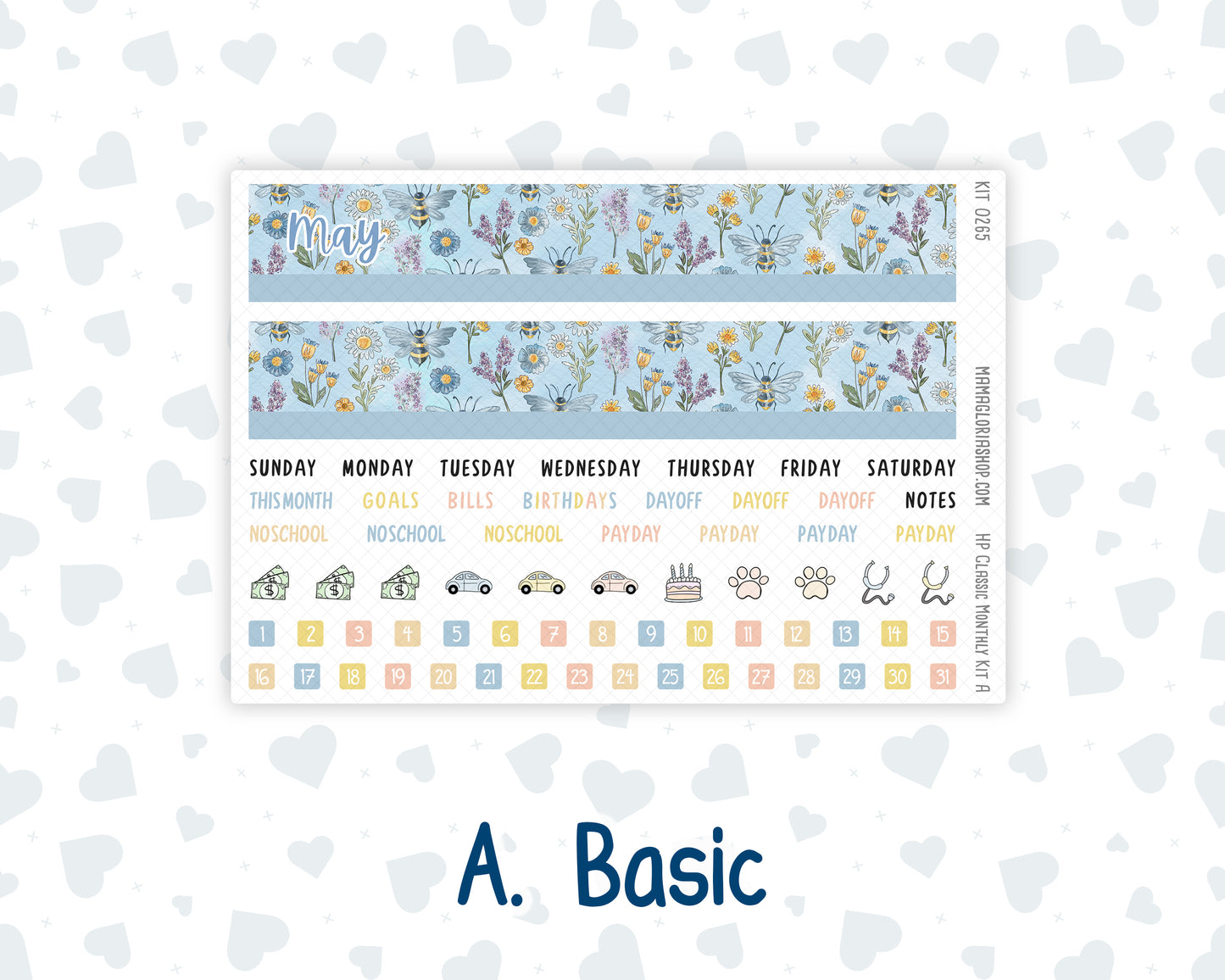 Kit 0265 - HP Classic - Monthly Kit - May - Honeybee Sky - For Classic Happy Planner