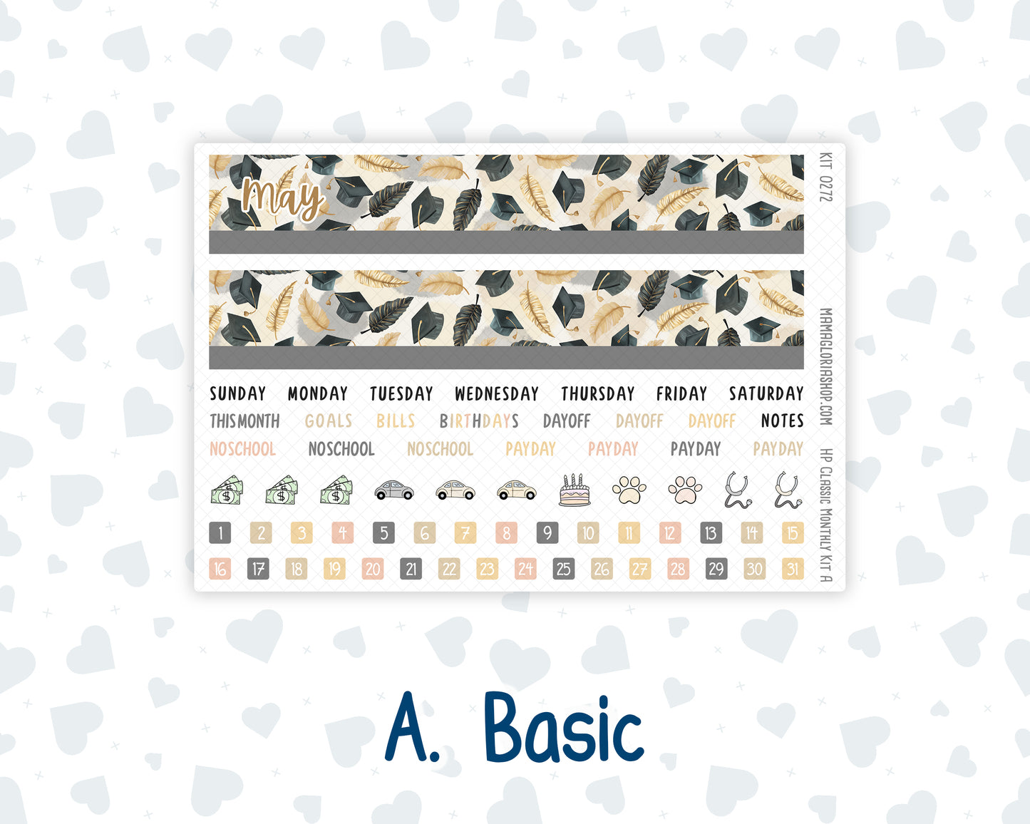 Kit 0272 - HP Classic - Monthly Kit - May - Graduation - For Classic Happy Planner