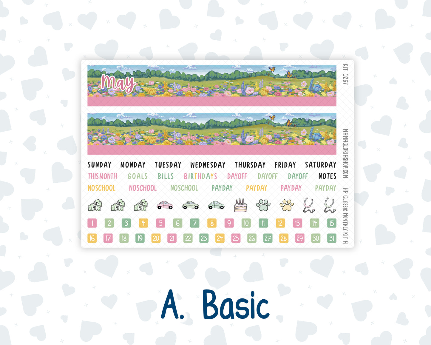 Kit 0267 - HP Classic - Monthly Kit - May - Flowers For Mama - For Classic Happy Planner
