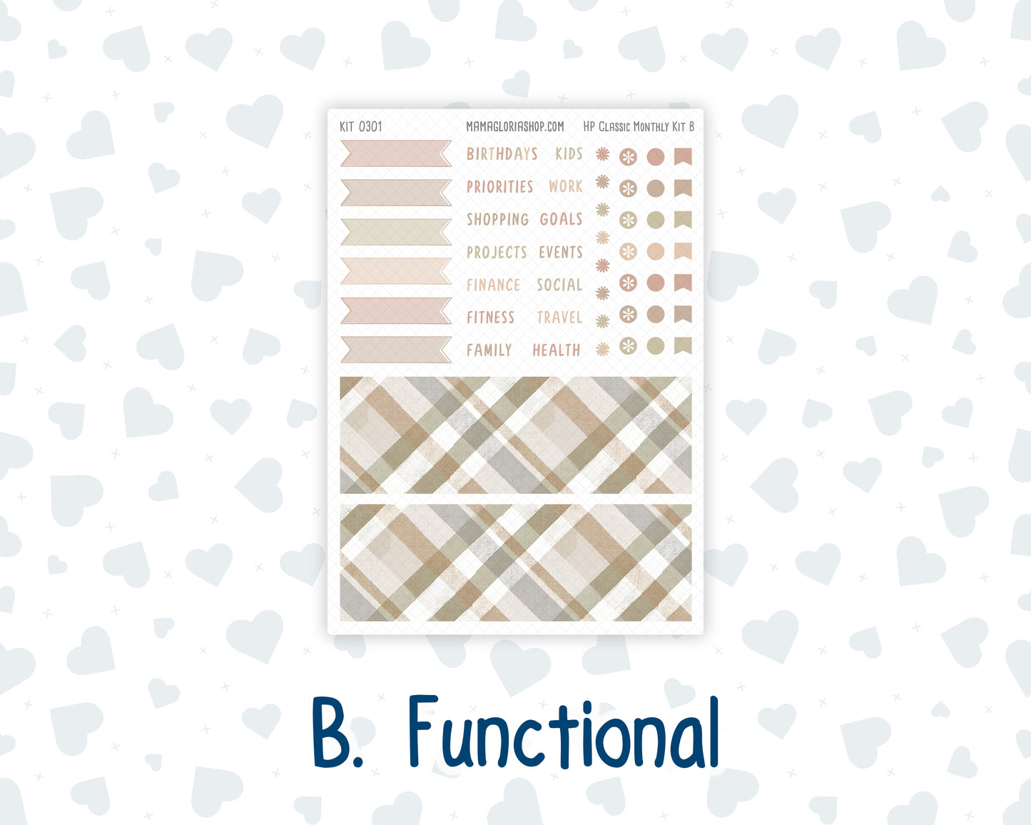 Kit 0301 - HP Classic - Monthly Kit - November - Sunday Comfort - For Classic Happy Planner