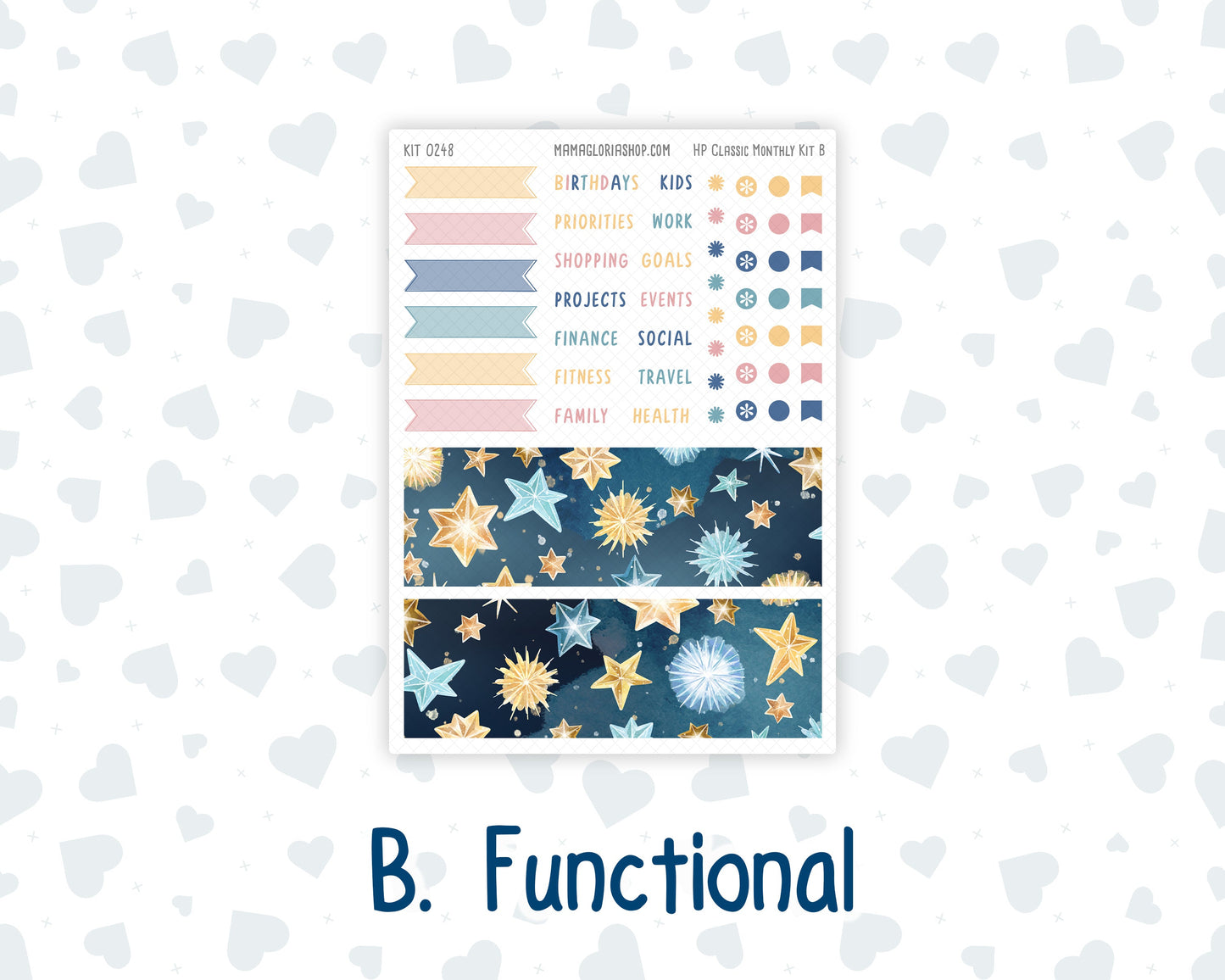 Kit 0248 - HP Classic - Monthly Kit - January - Midnight Countdown - For Classic Happy Planner