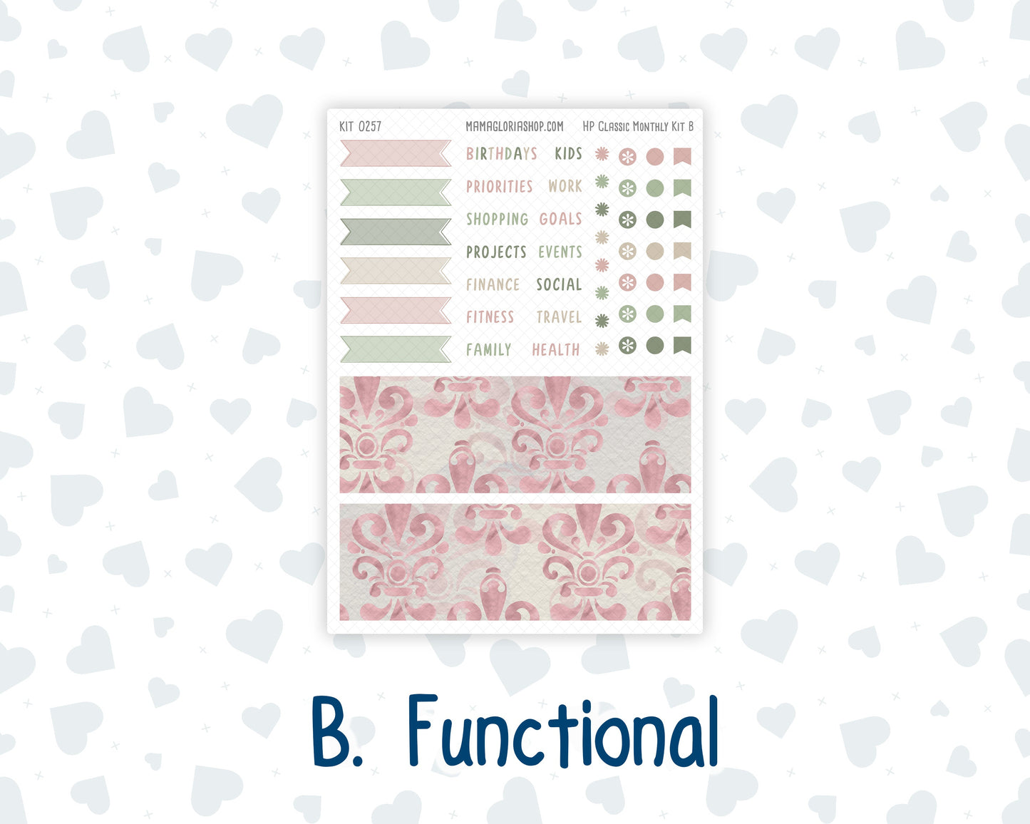 Kit 0257 - HP Classic - Monthly Kit - March - Blush Garden - For Classic Happy Planner
