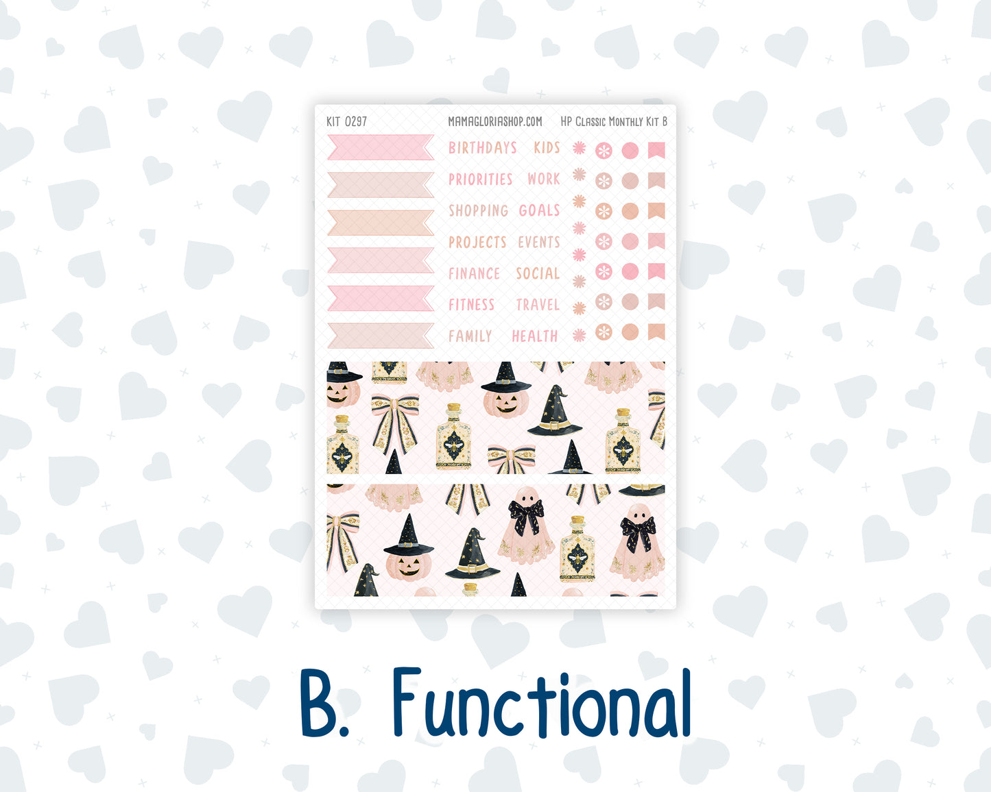 Kit 0297 - HP Classic - Monthly Kit - October - Pink Spell - For Classic Happy Planner