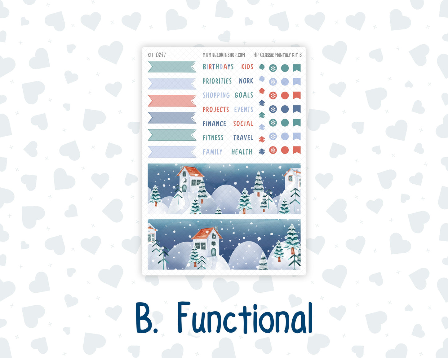 Kit 0247 - HP Classic - Monthly Kit - December - Snow Day Adventures - For Classic Happy Planner