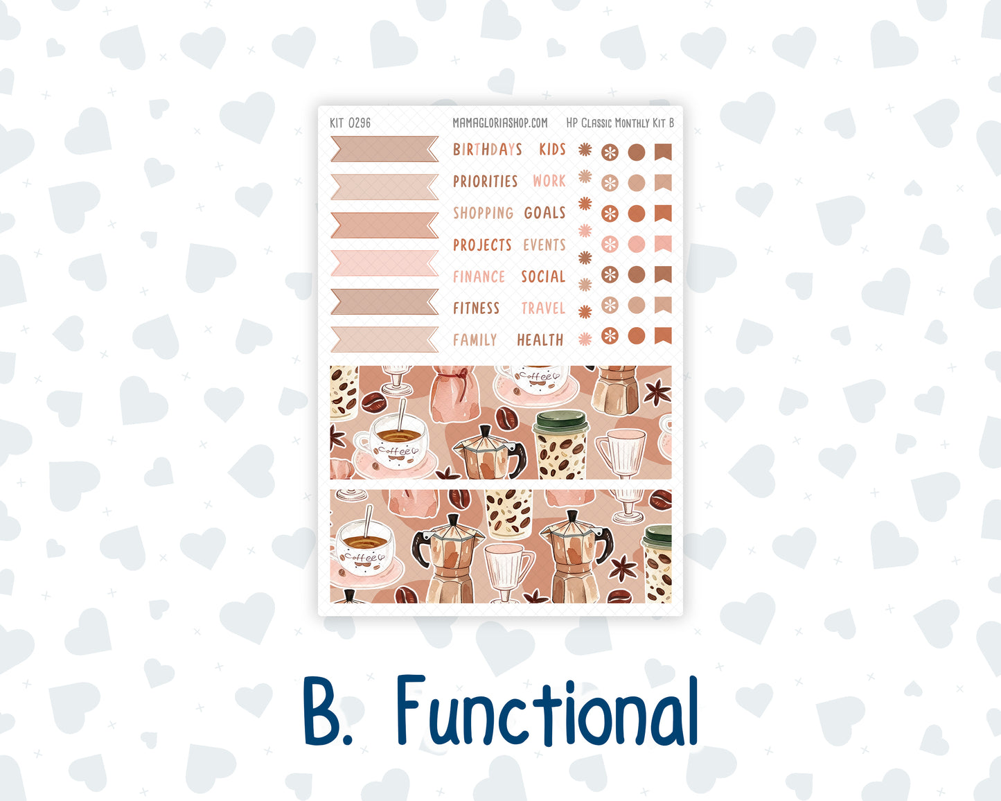 Kit 0296 - HP Classic - Monthly Kit - September - Coffee Break - For Classic Happy Planner