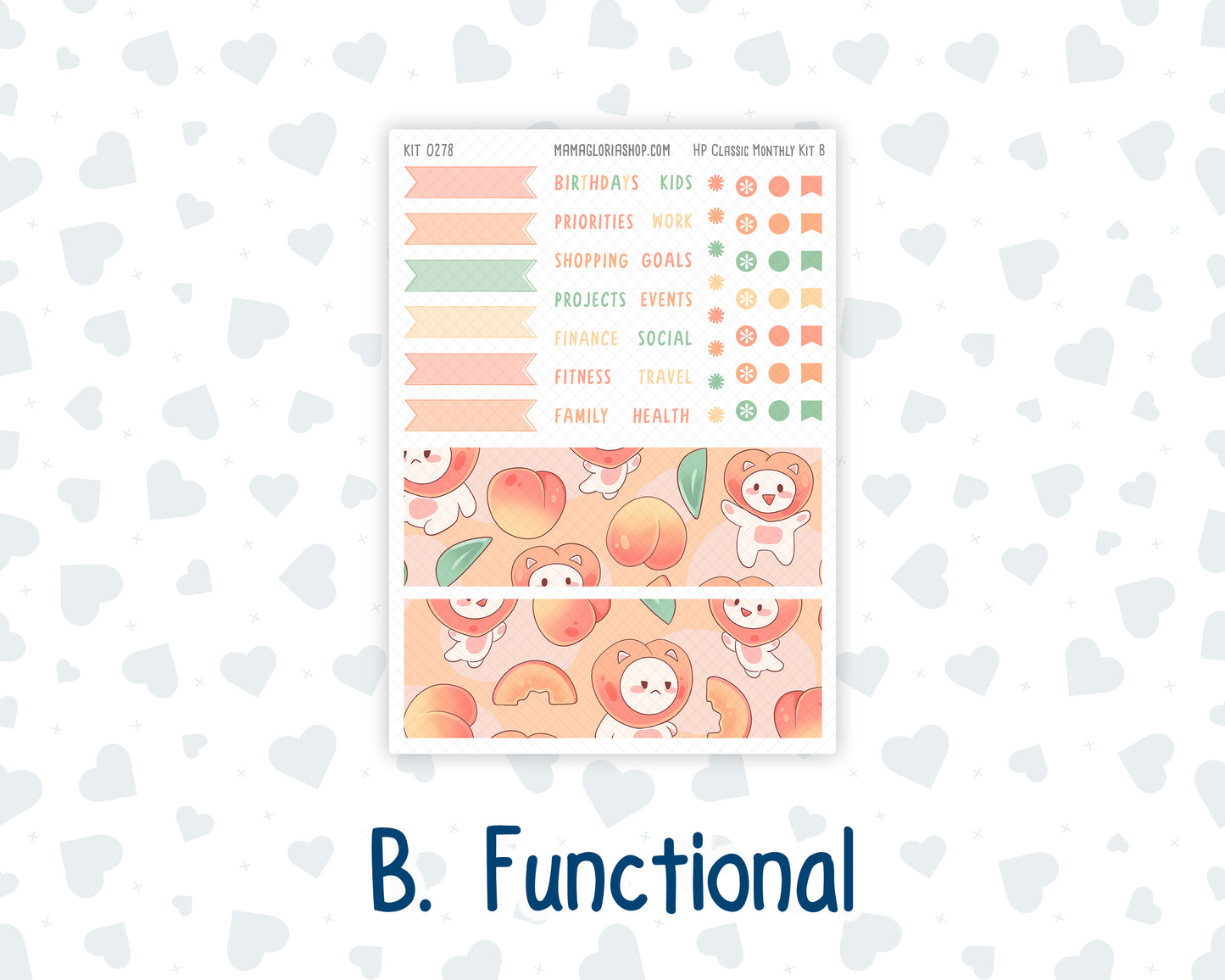 Kit 0278 - HP Classic - Monthly Kit - August - Oops, All Peaches - For Classic Happy Planner