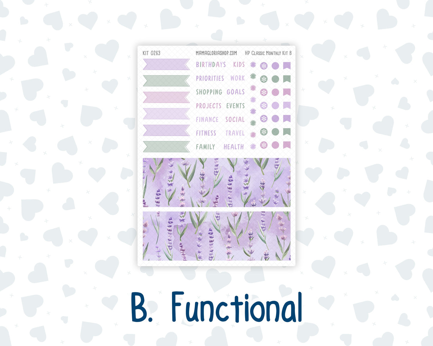 Kit 0263 - HP Classic - Monthly Kit - April - Lavender Drift - For Classic Happy Planner