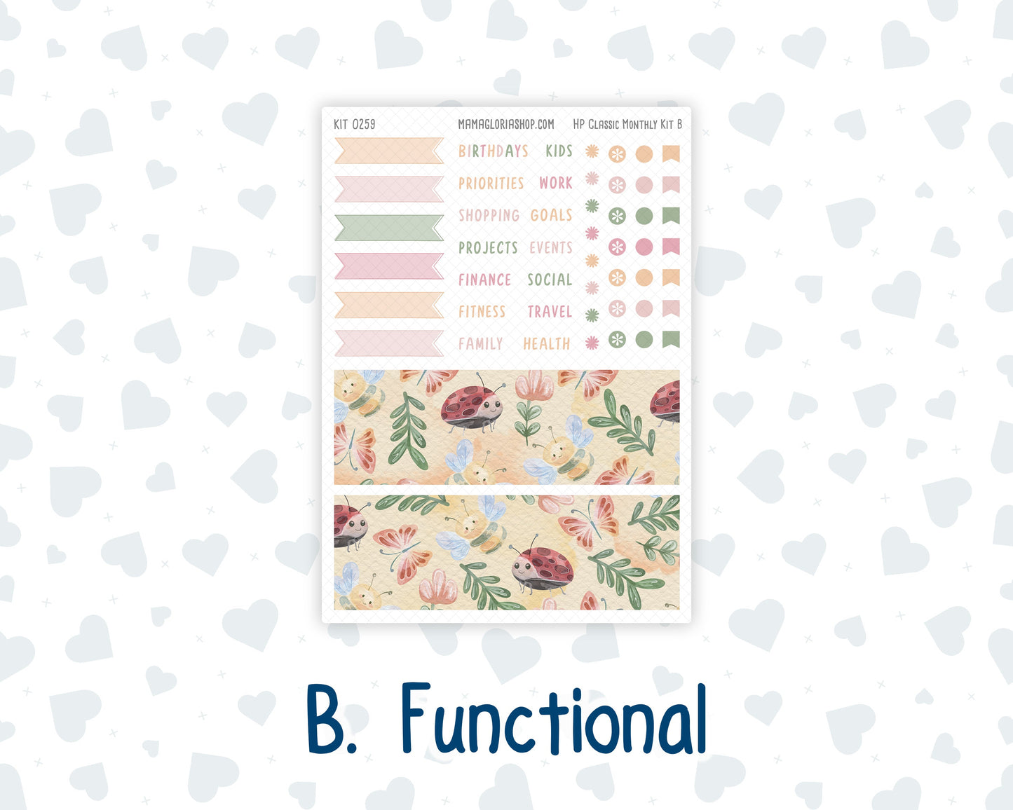Kit 0259 - HP Classic - Monthly Kit - March - Spring Garden Chores - For Classic Happy Planner