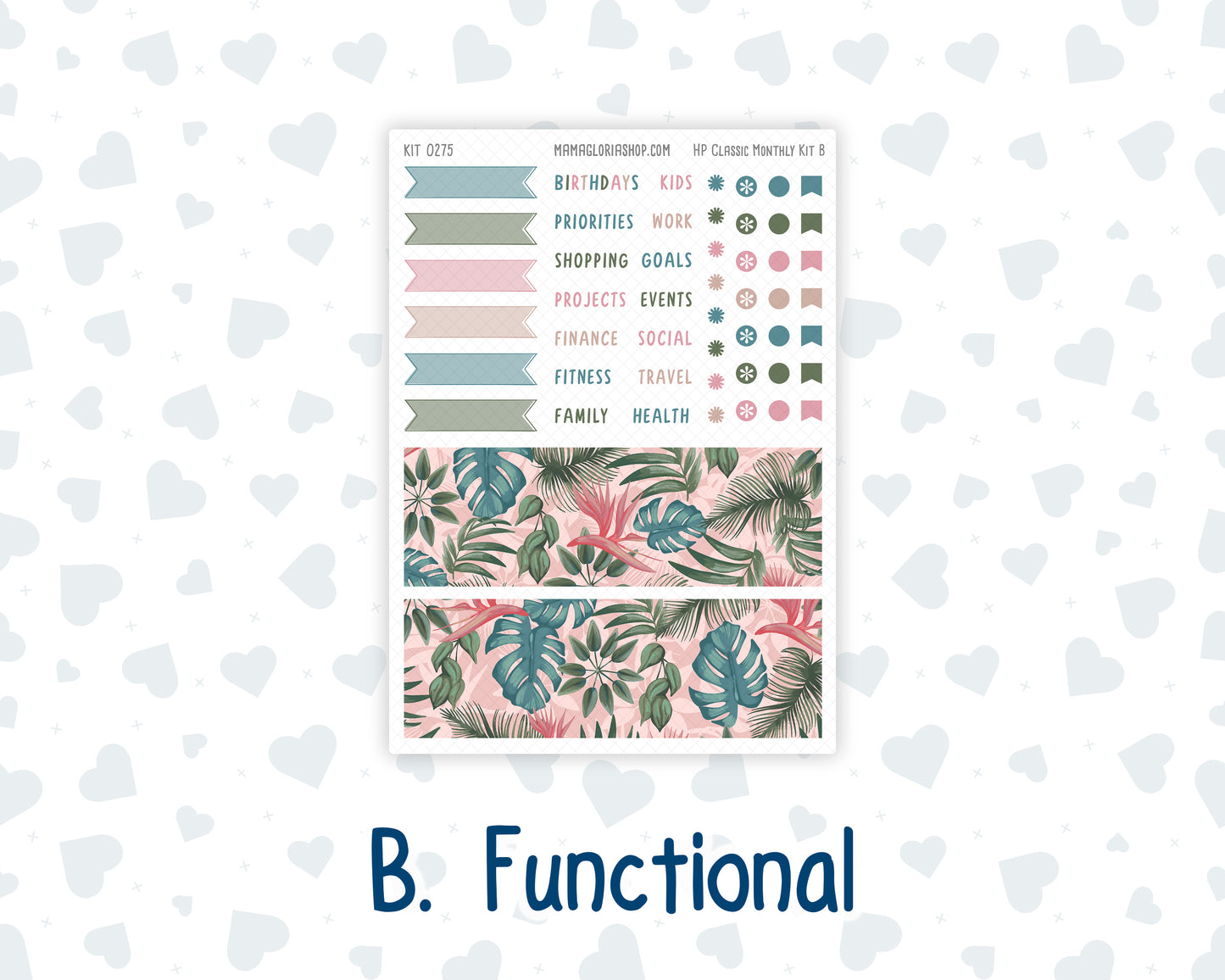 Kit 0275 - HP Classic - Monthly Kit - July - Tropical Safari Blush - For Classic Happy Planner