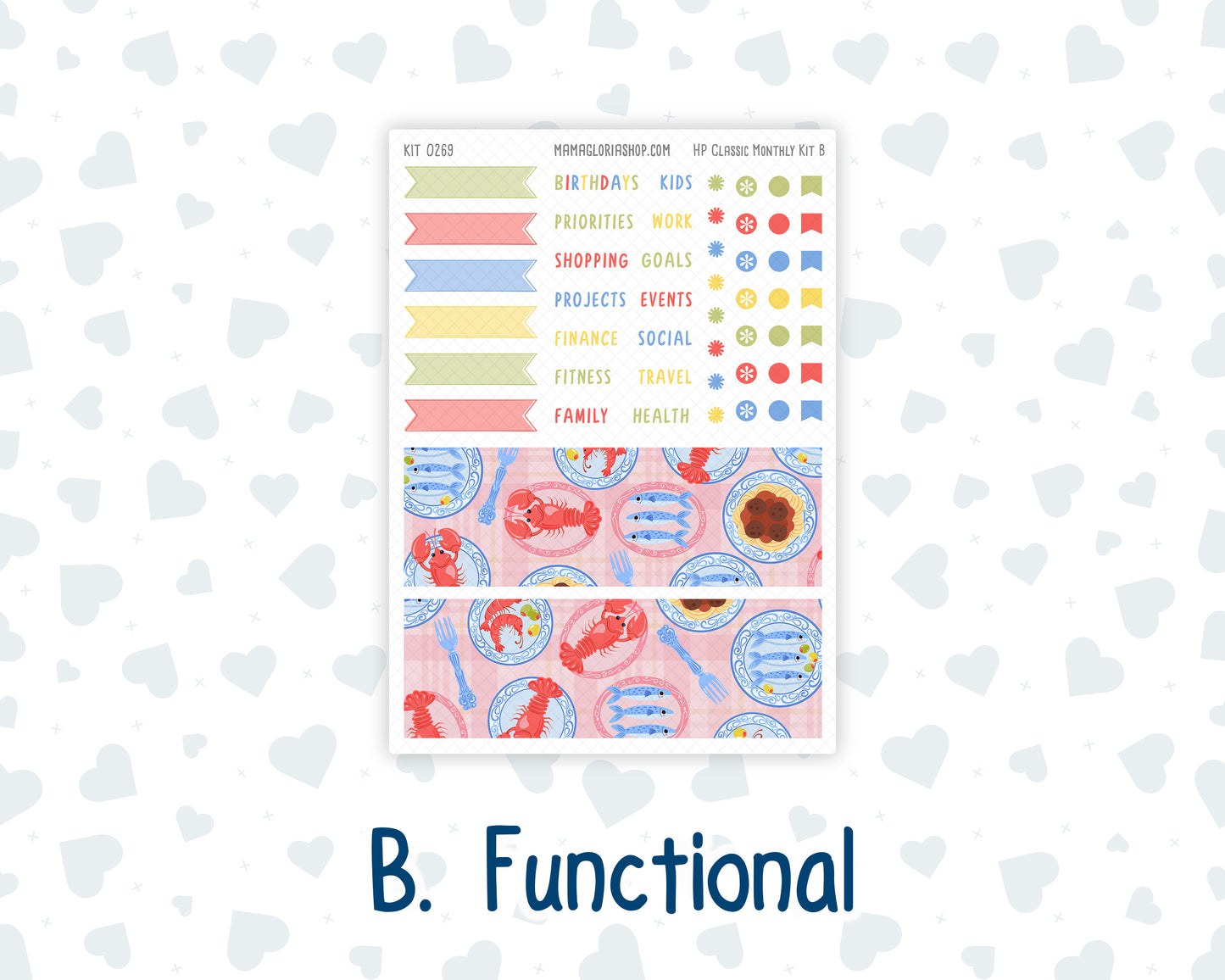 Kit 0269 - HP Classic - Monthly Kit - June - Dolce Mare - For Classic Happy Planner