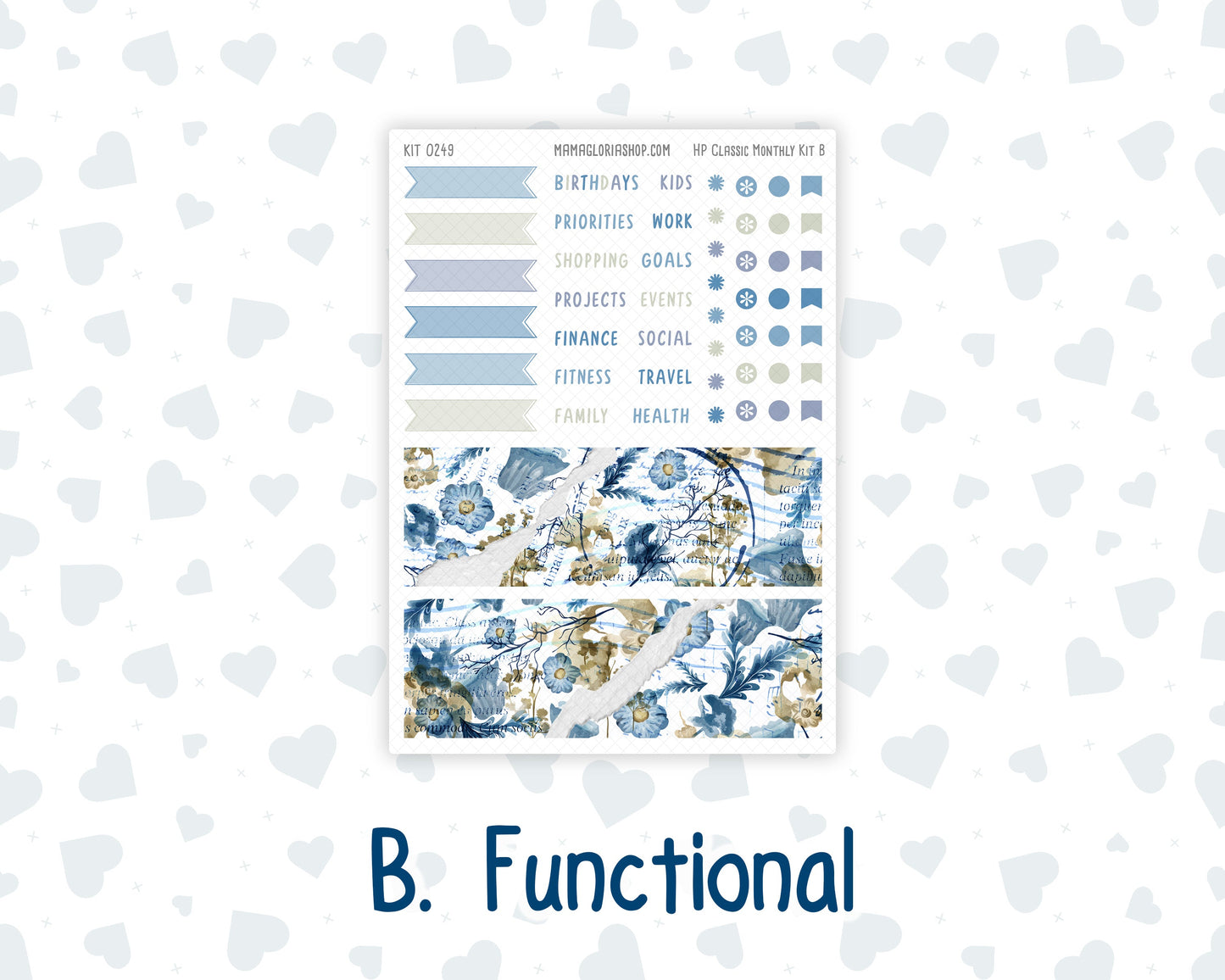 Kit 0249 - HP Classic - Monthly Kit - January - Icy Lace - For Classic Happy Planner