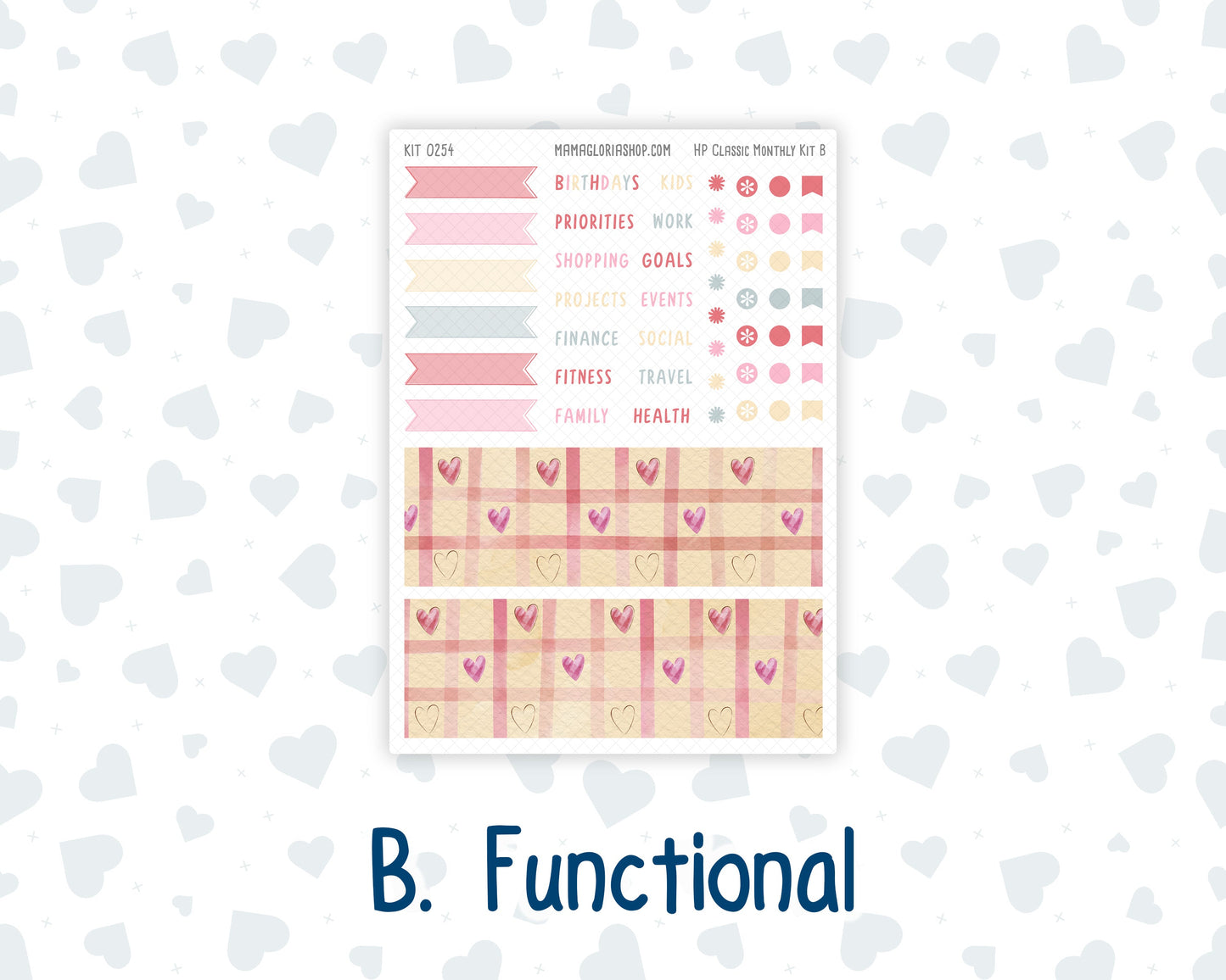 Kit 0254 - HP Classic - Monthly Kit - February - Valentine Village - For Classic Happy Planner