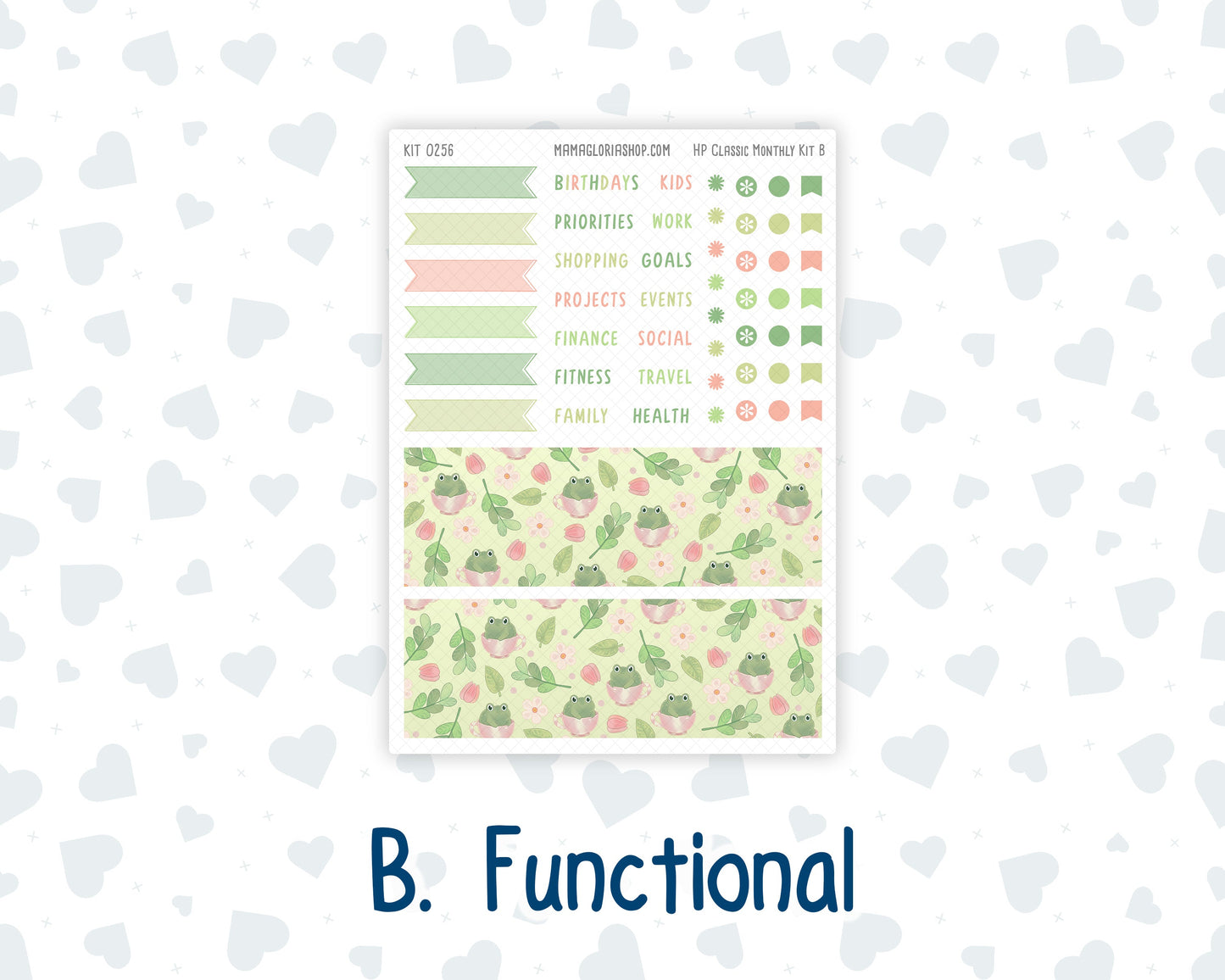 Kit 0256 - HP Classic - Monthly Kit - March - Froggy Luck - For Classic Happy Planner