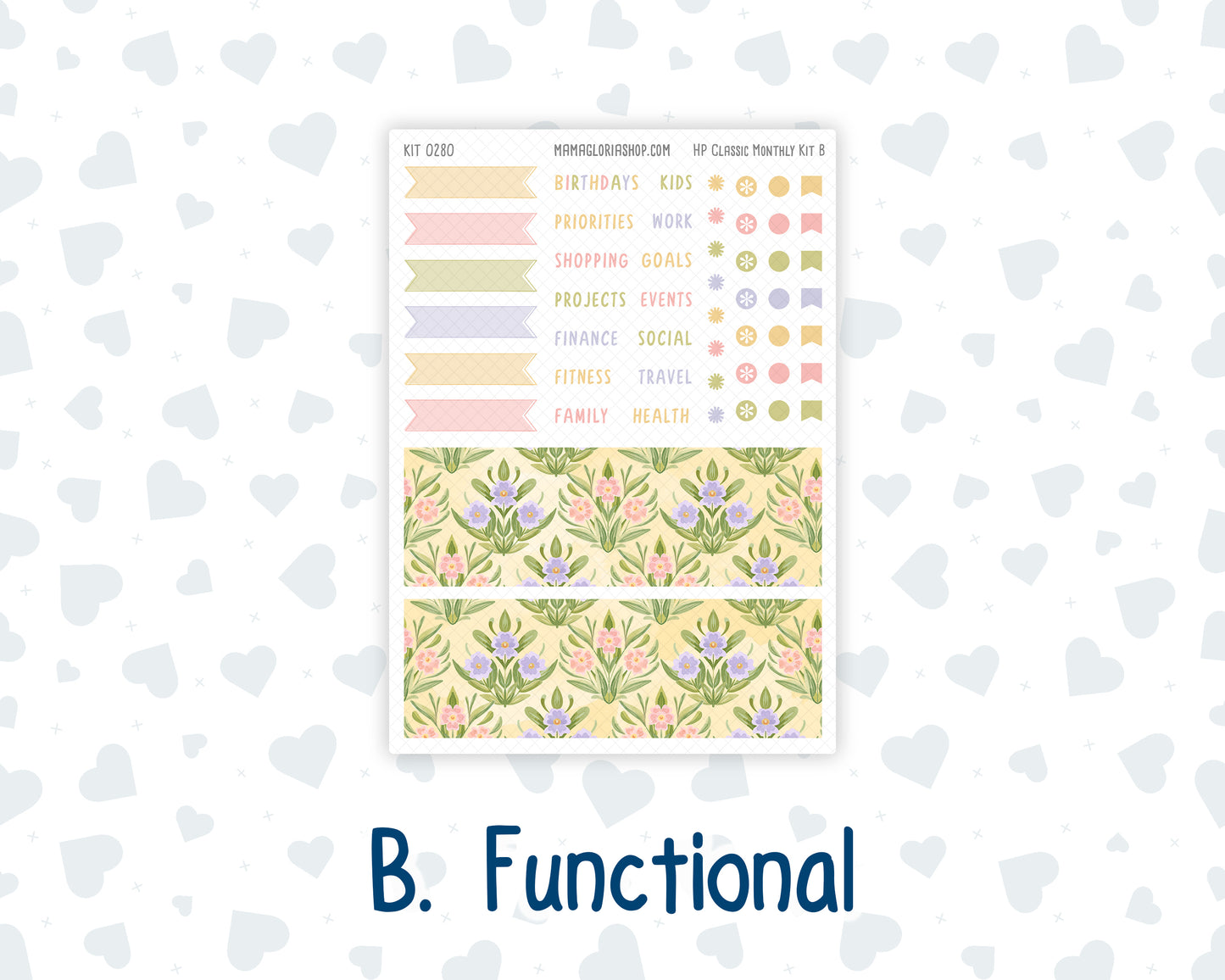 Kit 0280 - HP Classic - Monthly Kit - Half Past Six In August - For Classic Happy Planner
