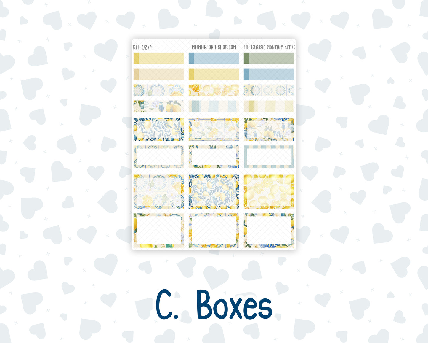 Kit 0274 - HP Classic - Monthly Kit - July - Sunny Lemon Shore - For Classic Happy Planner