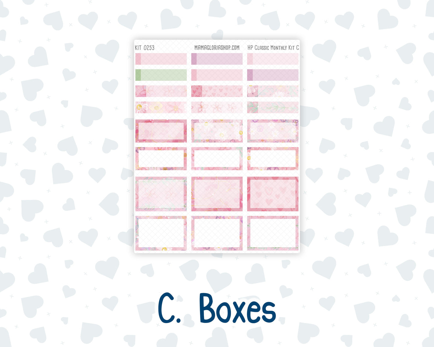 Kit 0253 - HP Classic - Monthly Kit - February - Rosy Daydreams - For Classic Happy Planner