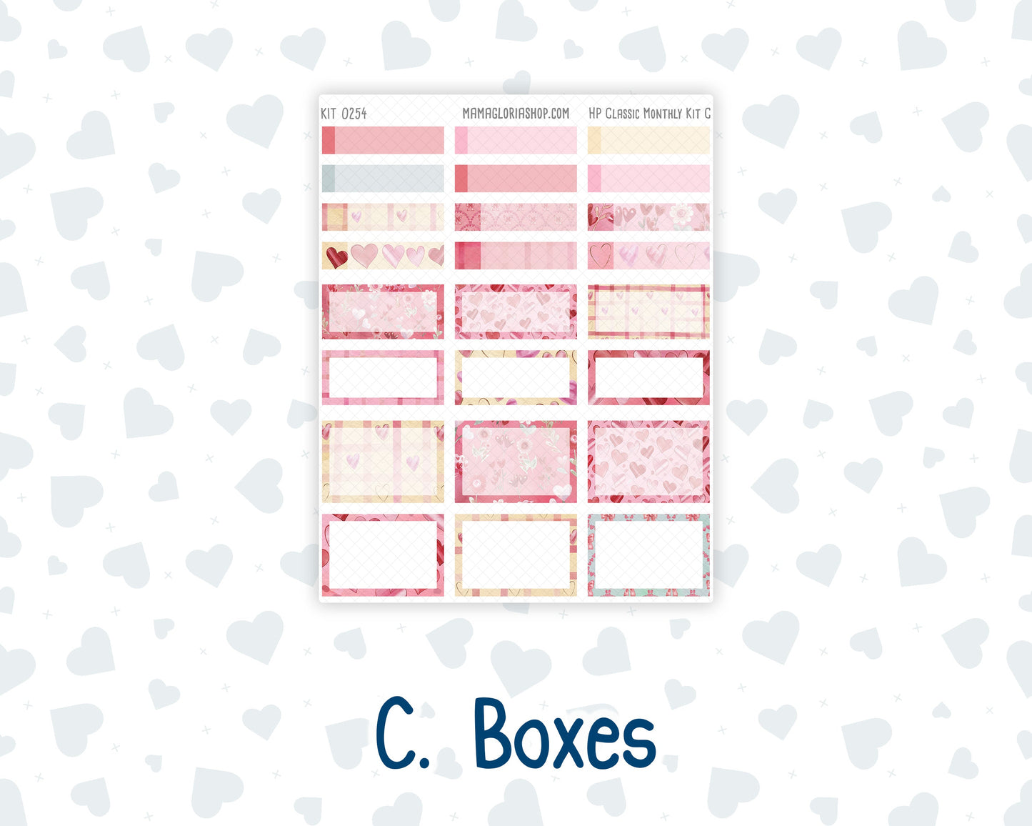 Kit 0254 - HP Classic - Monthly Kit - February - Valentine Village - For Classic Happy Planner