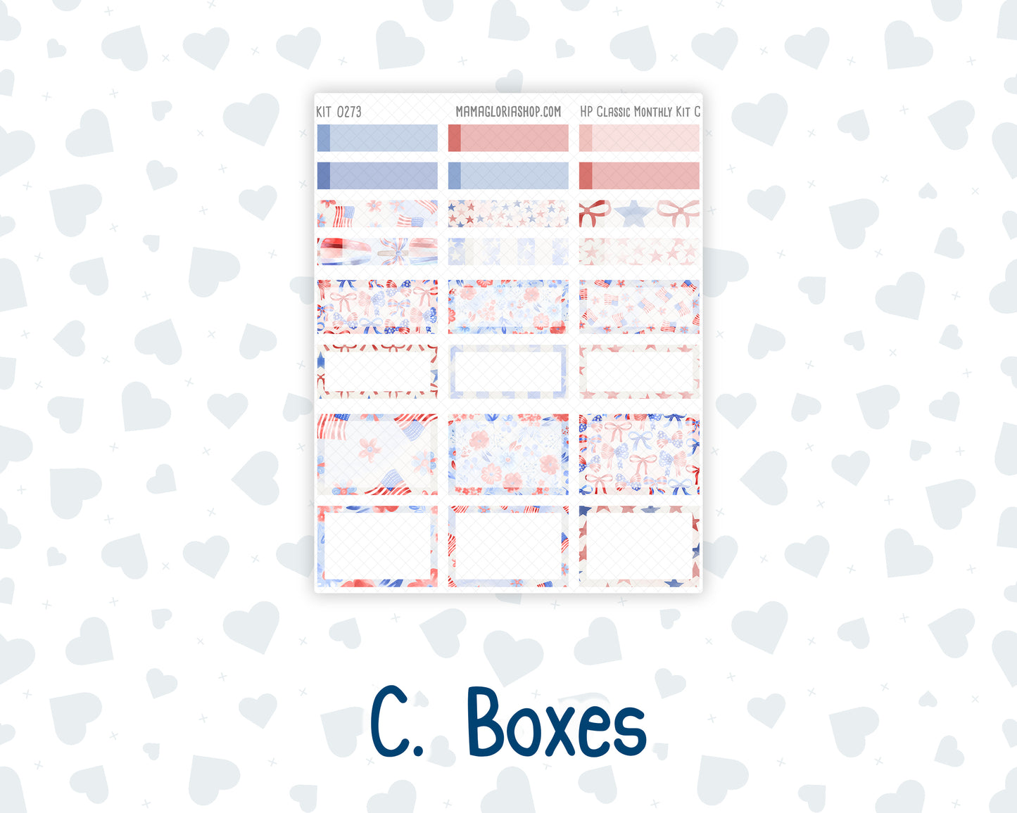 Kit 0273 - HP Classic - Monthly Kit - July - Americana In Bloom - For Classic Happy Planner