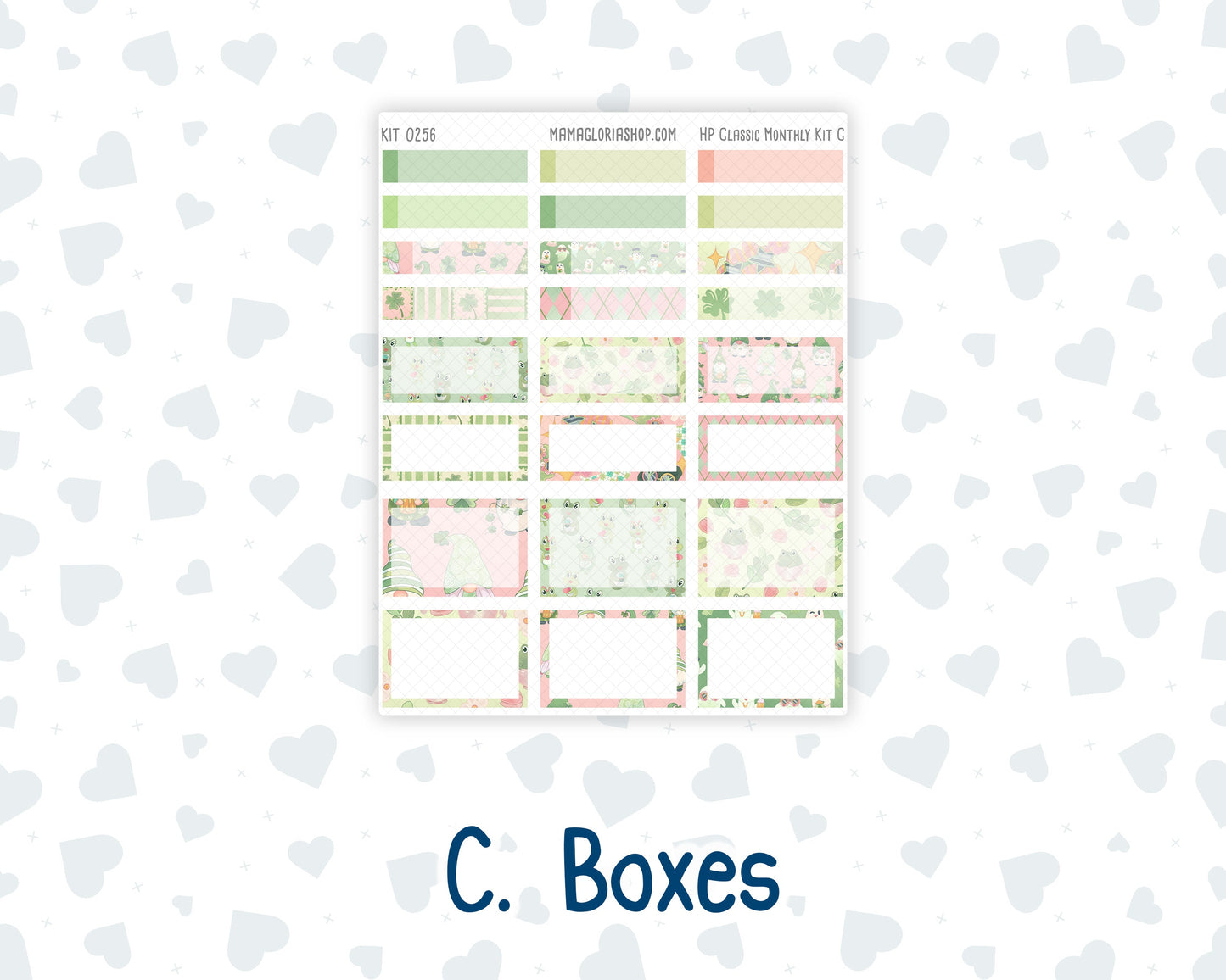 Kit 0256 - HP Classic - Monthly Kit - March - Froggy Luck - For Classic Happy Planner