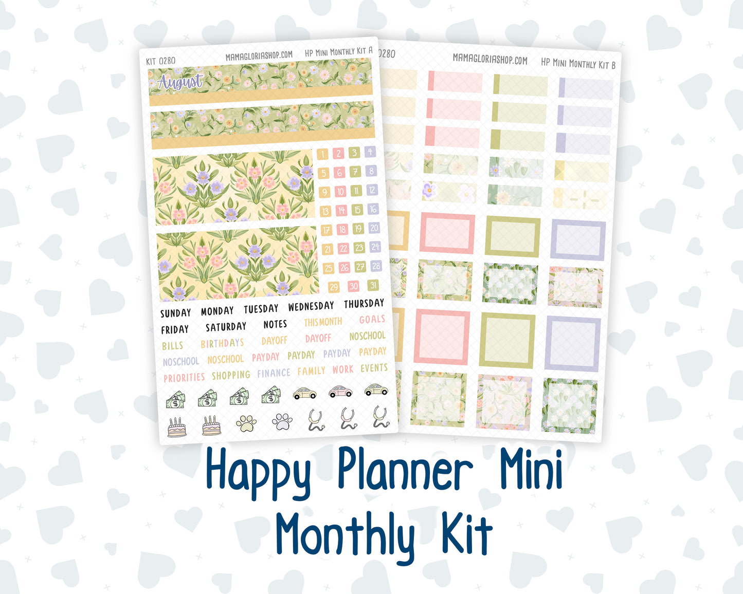Kit 0280 - HP Mini - Monthly Kit - Half Past Six In August - For Mini Happy Planner