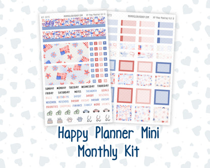 Kit 0273 - HP Mini - Monthly Kit - July - Americana In Bloom - For Mini Happy Planner