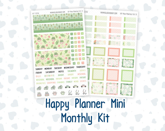 Kit 0256 - HP Mini - Monthly Kit - March - Froggy Luck - For Mini Happy Planner