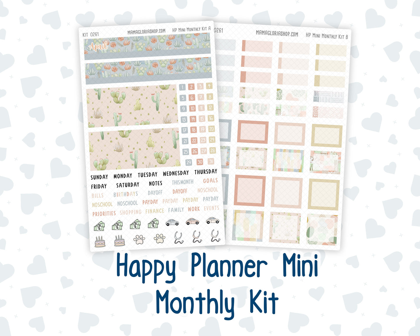 Kit 0261 - HP Mini - Monthly Kit - April - Llama Spring - For Mini Happy Planner