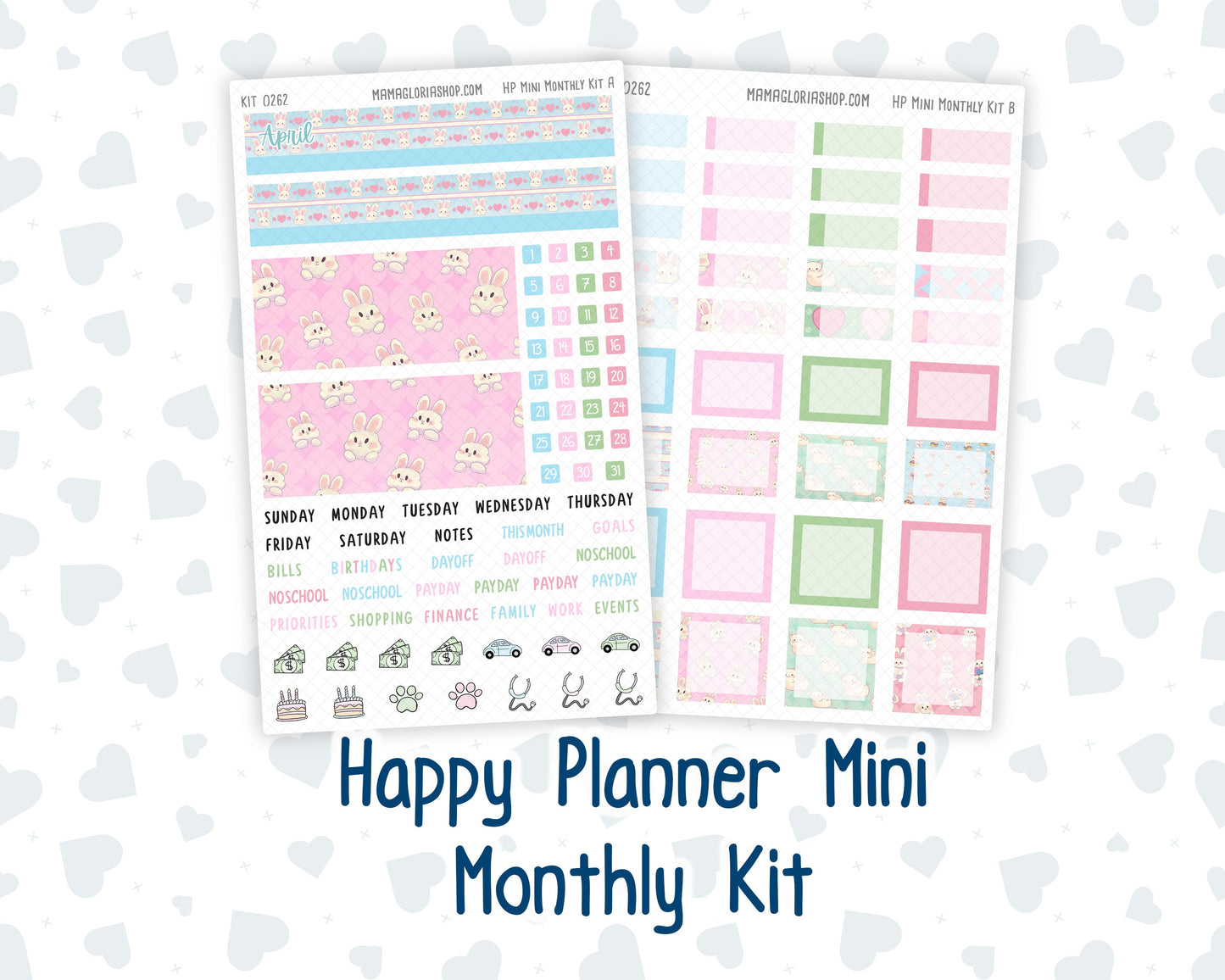 Kit 0262 - HP Mini - Monthly Kit - April - Spring Puffs - For Mini Happy Planner