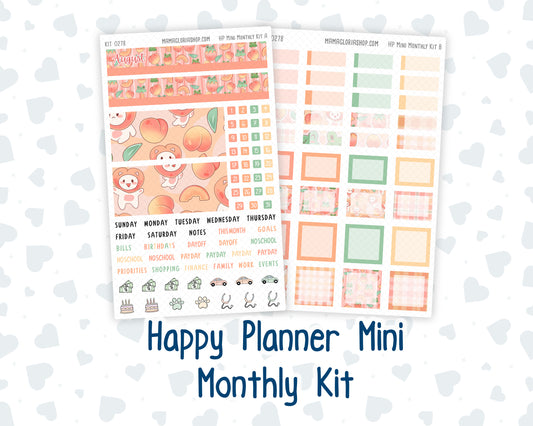 Kit 0278 - HP Mini - Monthly Kit - August - Oops, All Peaches - For Mini Happy Planner