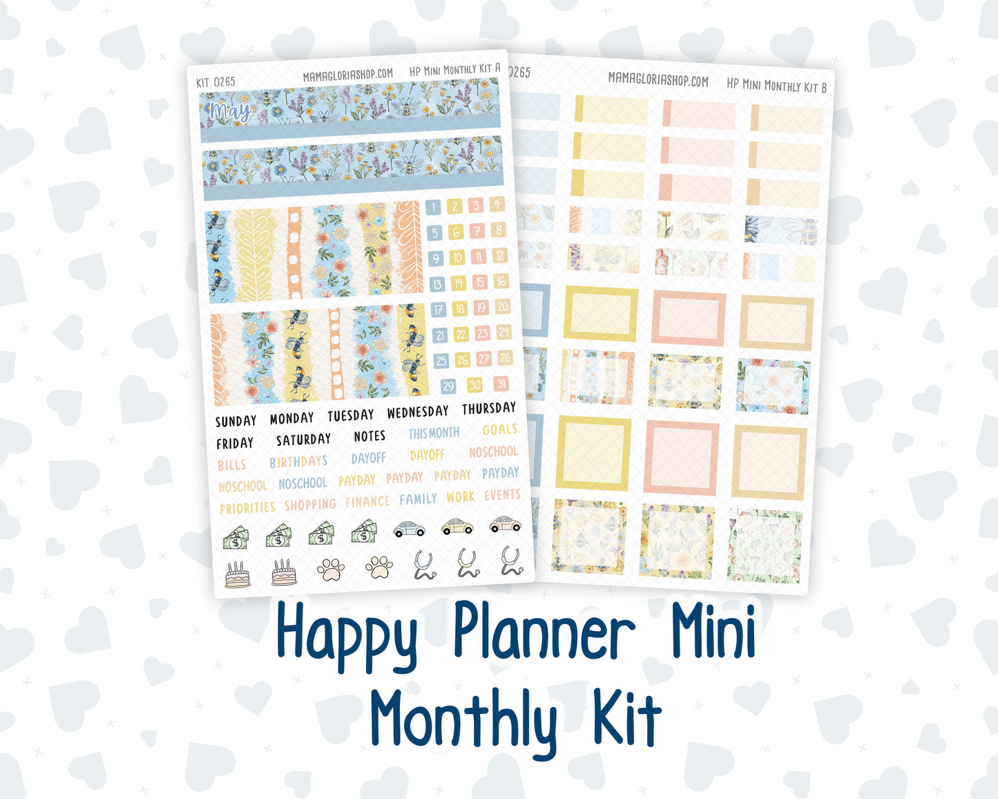 Kit 0265 - HP Mini - Monthly Kit - May - Honeybee Sky - For Mini Happy Planner