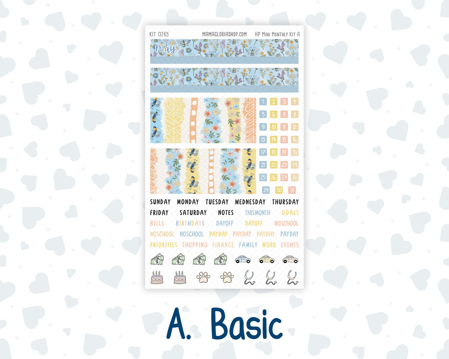 Kit 0265 - HP Mini - Monthly Kit - May - Honeybee Sky - For Mini Happy Planner