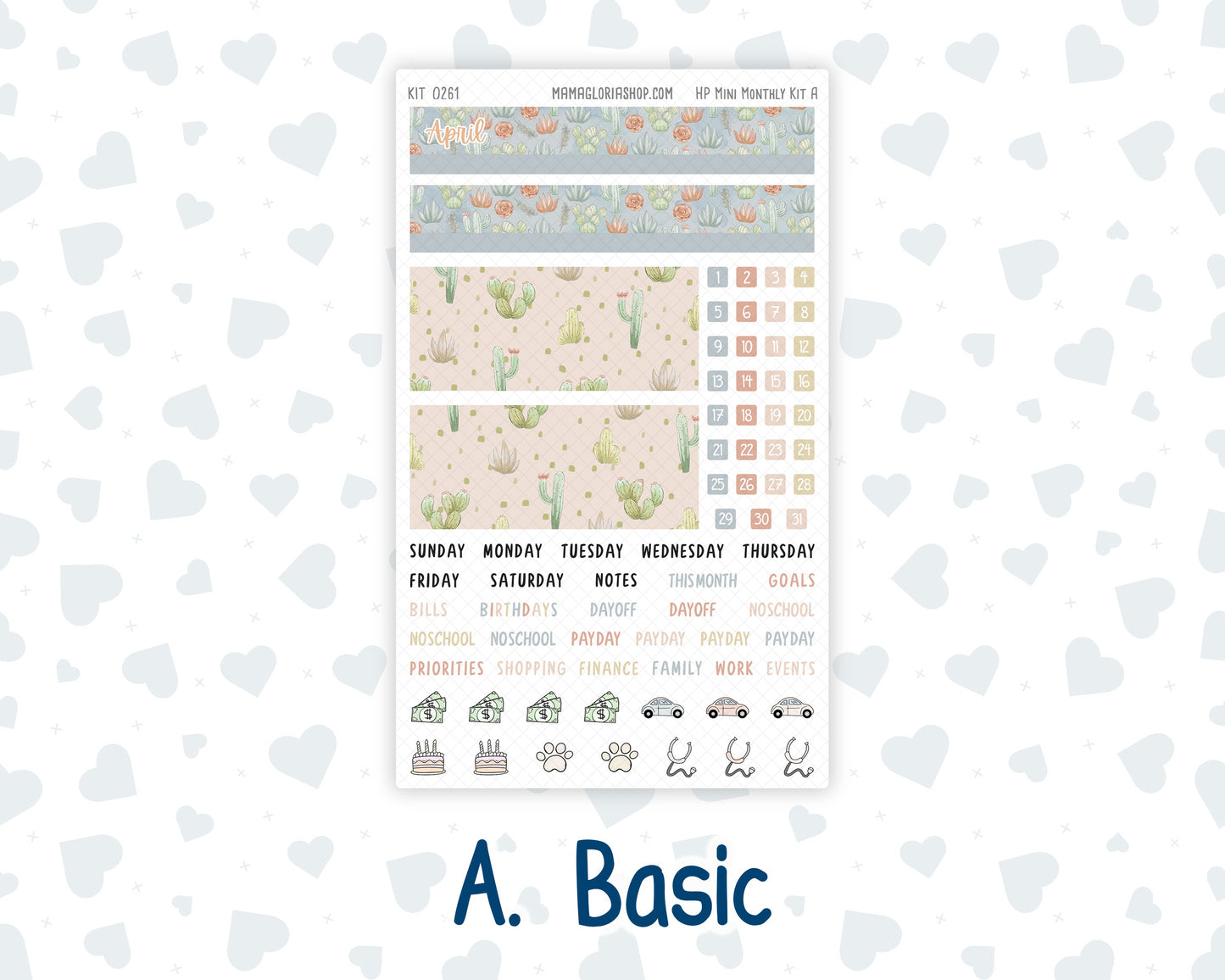 Kit 0261 - HP Mini - Monthly Kit - April - Llama Spring - For Mini Happy Planner