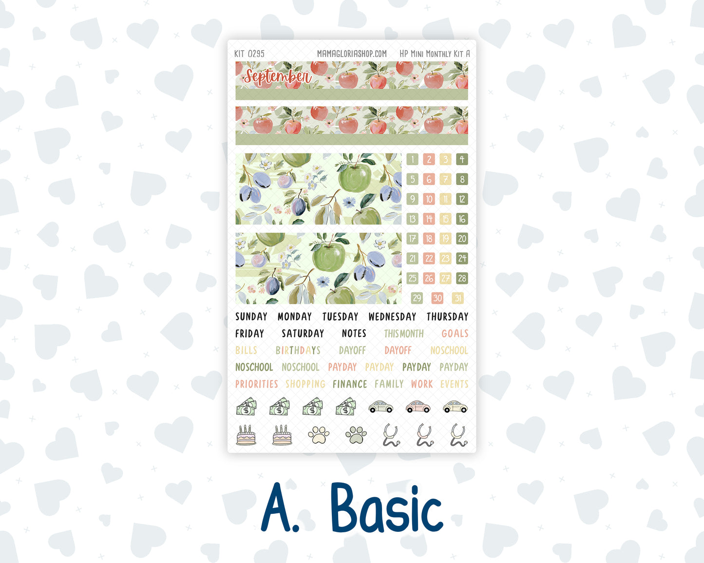 Kit 0295 - HP Mini - Monthly Kit - September - Apple Harvest - For Mini Happy Planner