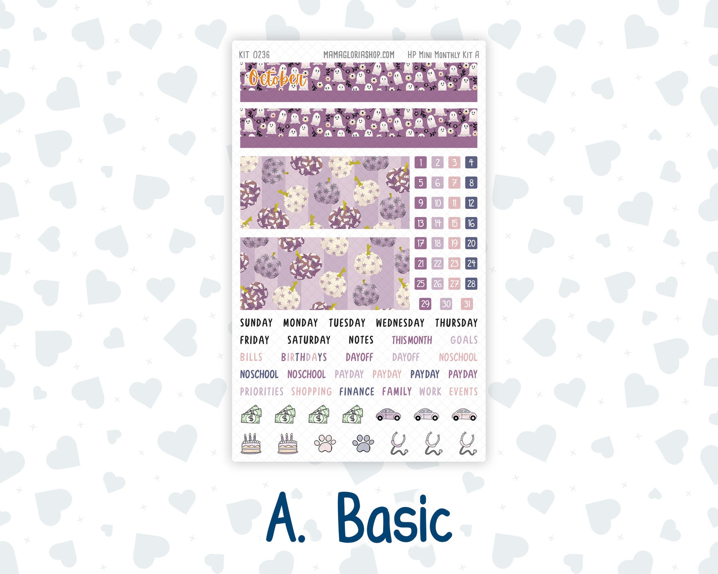 Kit 0236 - HP Mini - Monthly Kit - October - Sweet & Spooky - For Mini Happy Planner