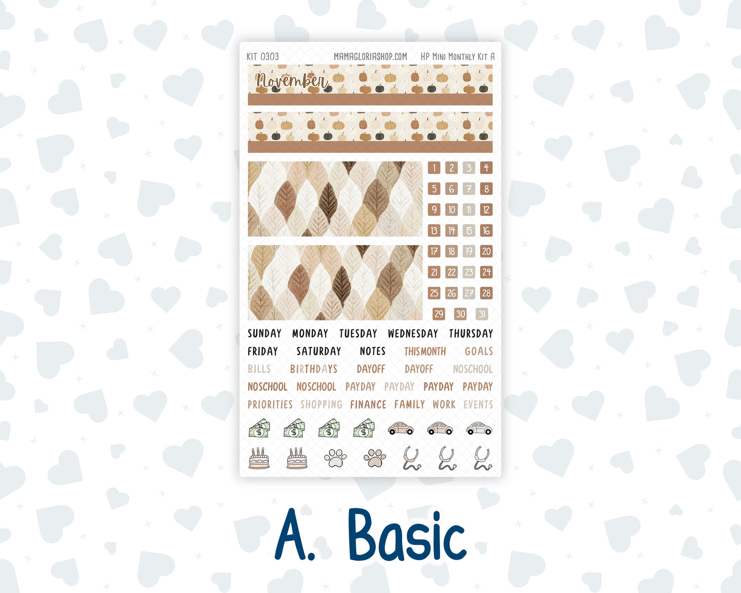 Kit 0303 - HP Mini - Monthly Kit - November - Into The Woods - For Mini Happy Planner