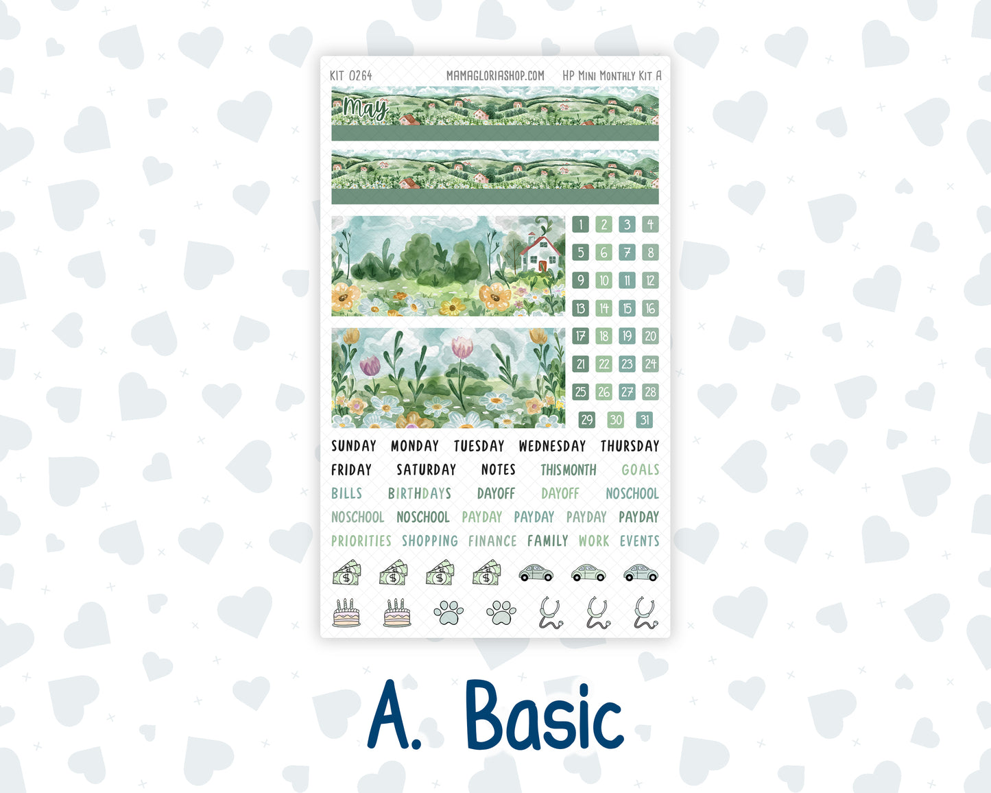 Kit 0264 - HP Mini - Monthly Kit - May - Spring Walk - For Mini Happy Planner