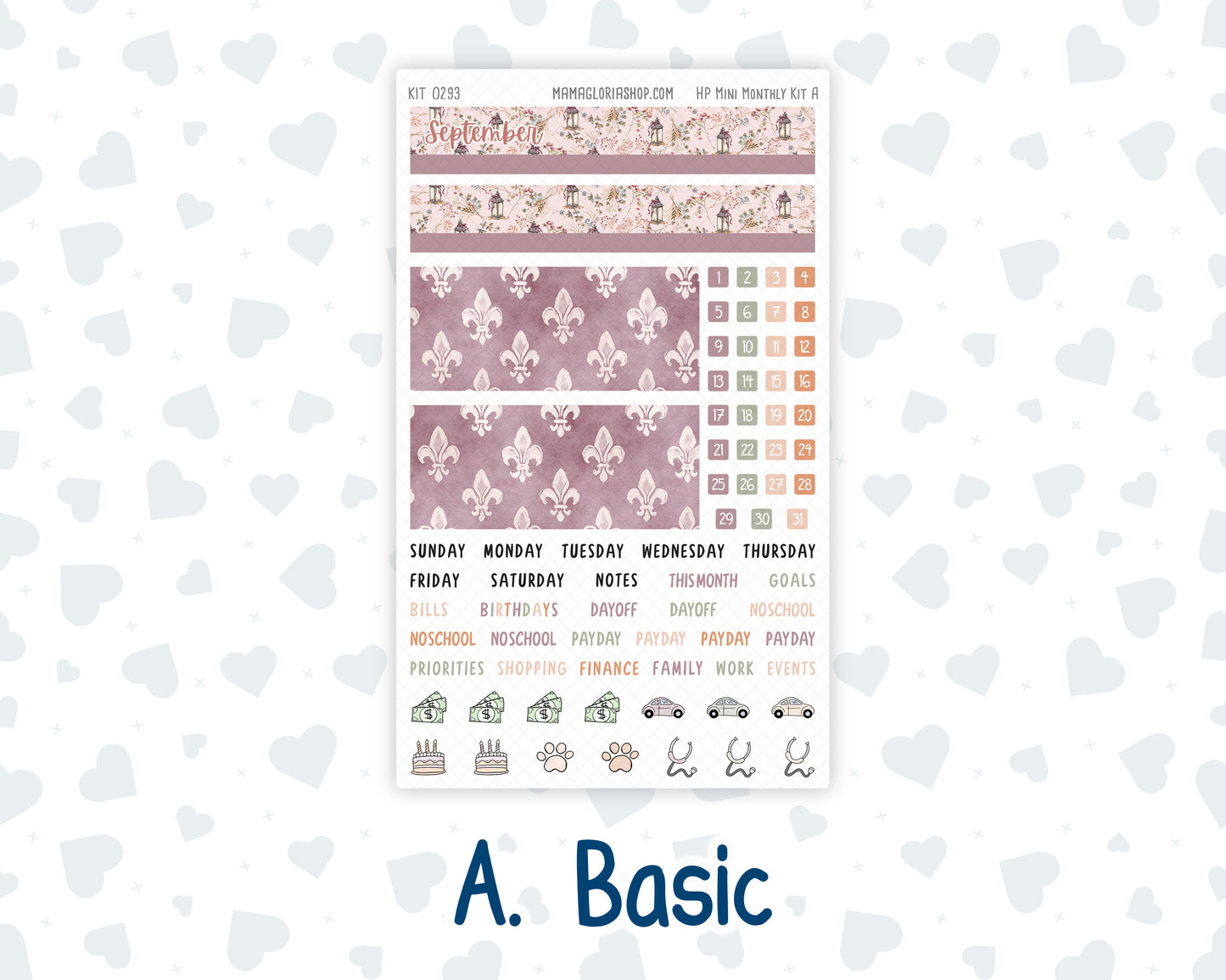 Kit 0293 - HP Mini - Monthly Kit - September - Fleur de Provence - For Mini Happy Planner