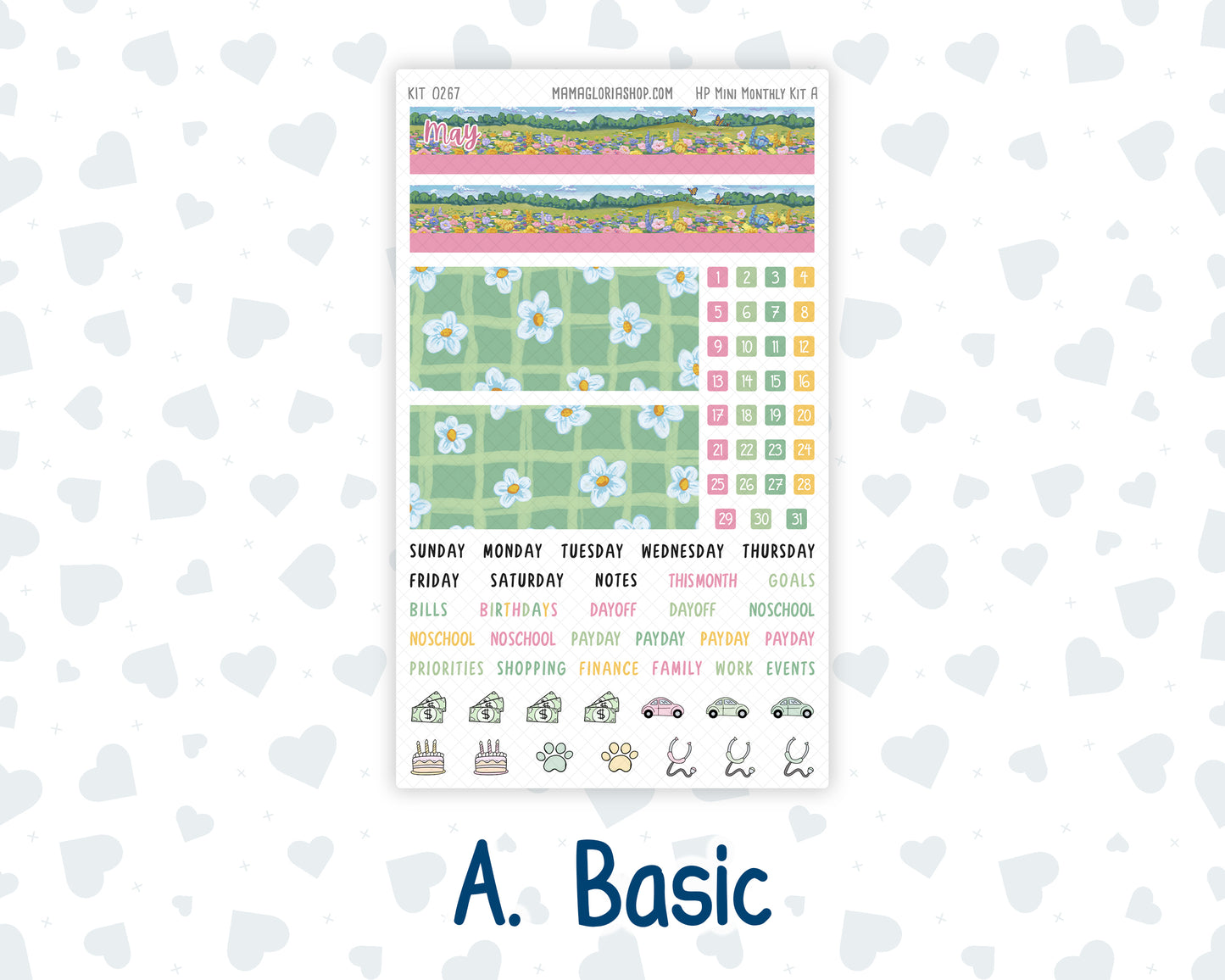 Kit 0267 - HP Mini - Monthly Kit - May - Flowers For Mama - For Mini Happy Planner