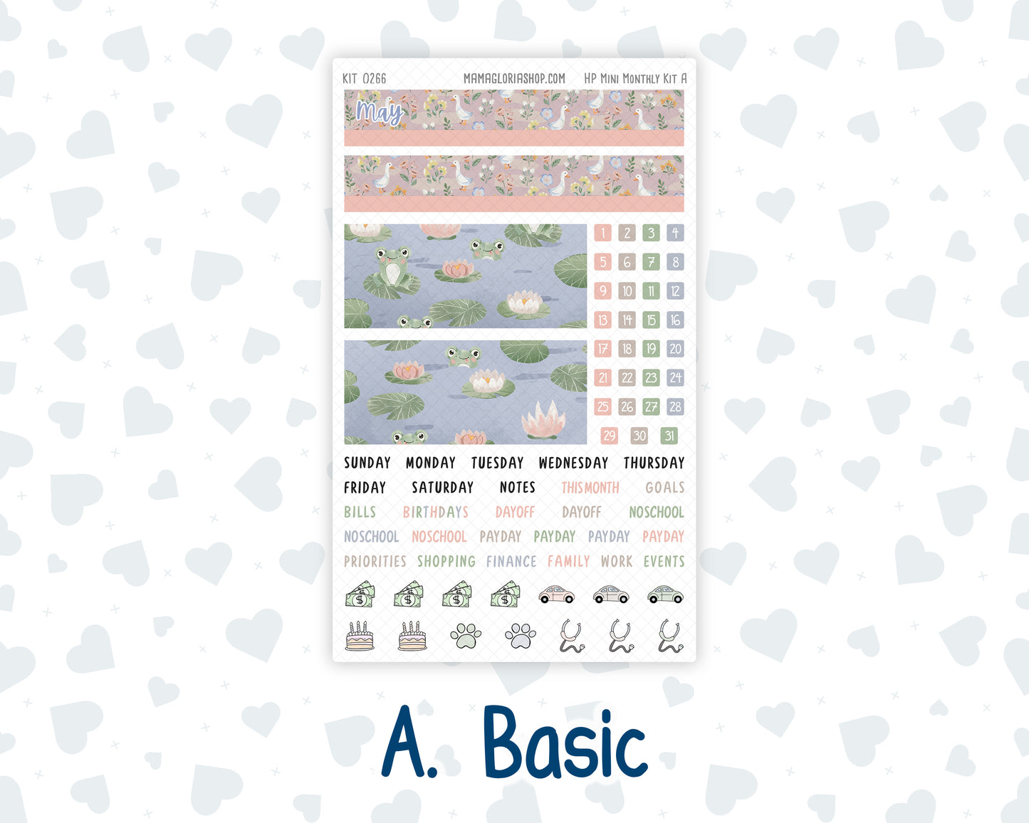 Kit 0266 - HP Mini - Monthly Kit - May - Froggy Lake Picnic - For Mini Happy Planner