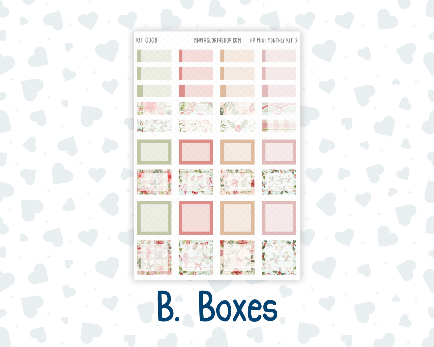 Kit 0308 - HP Mini - Monthly Kit - December - Knit & Holly - For Mini Happy Planner