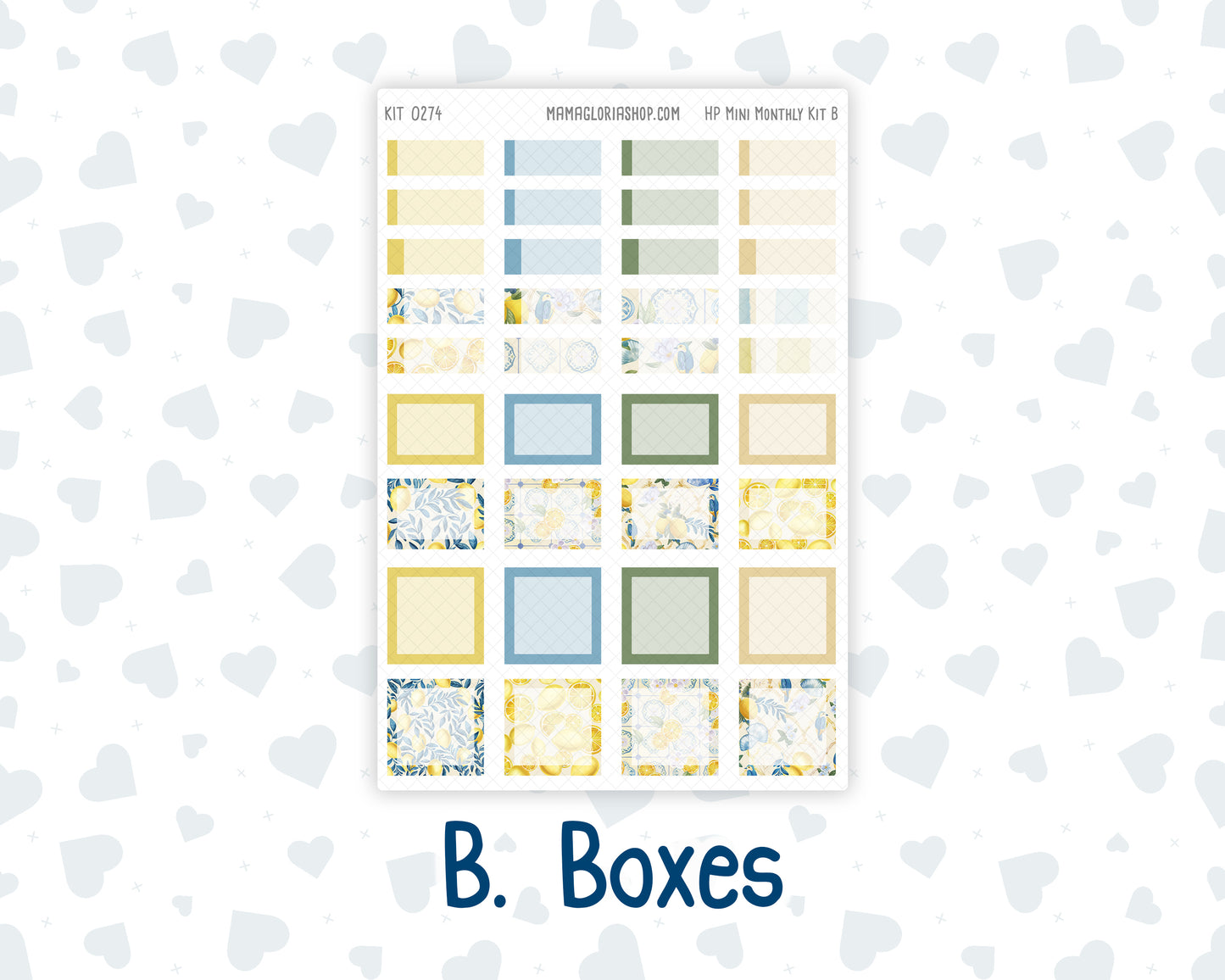Kit 0274 - HP Mini - Monthly Kit - July - Sunny Lemon Shore - For Mini Happy Planner