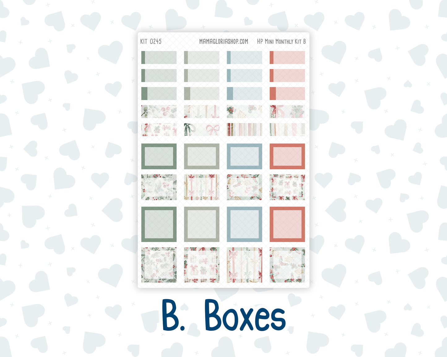 Kit 0245 - HP Mini - Monthly Kit - December - Vintage Christmas - For Mini Happy Planner
