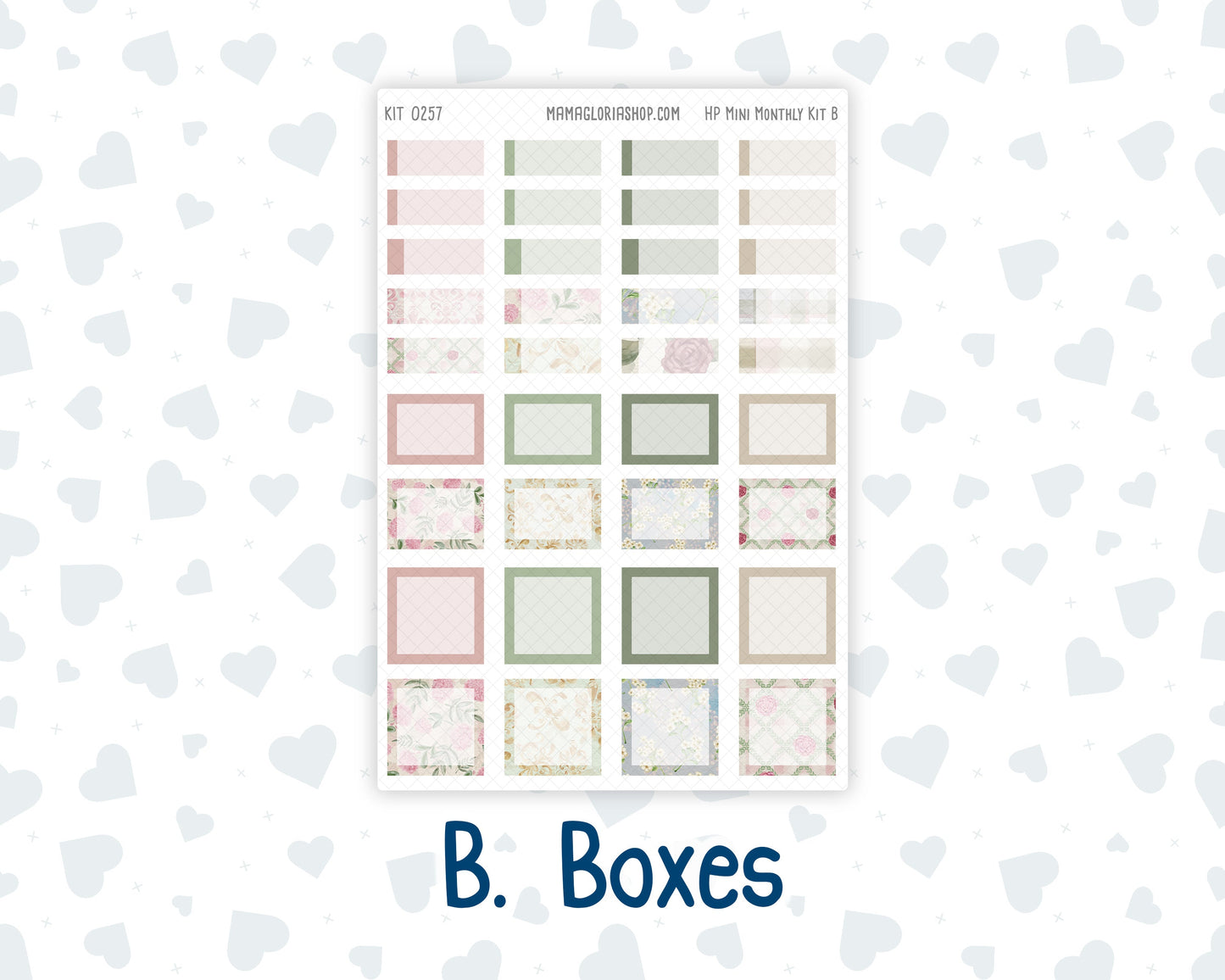 Kit 0257 - HP Mini - Monthly Kit - March - Blush Garden - For Mini Happy Planner