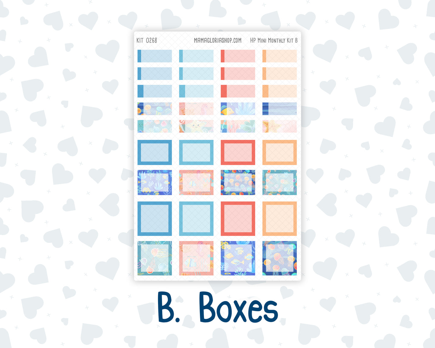Kit 0268 - HP Mini - Monthly Kit - June - Sea Sweeties - For Mini Happy Planner