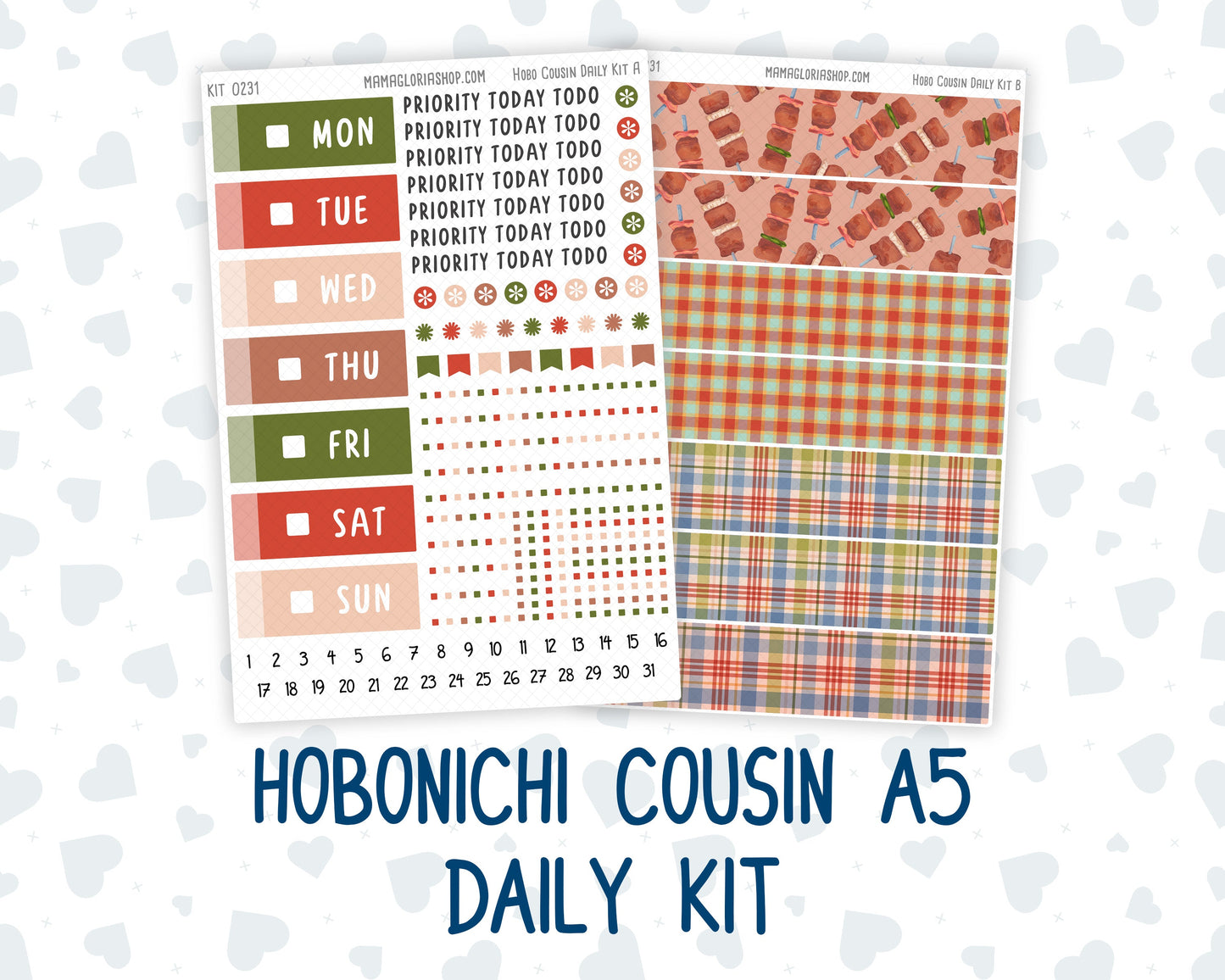 Kit 0231 - Hobonichi Cousin - Daily Kit - August - Backyard BBQ