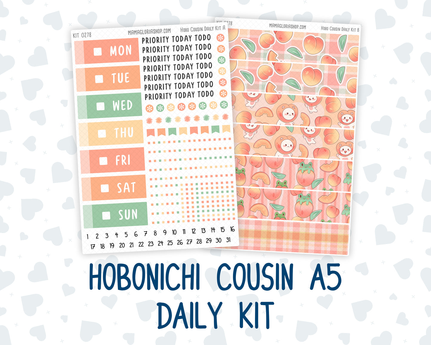 Kit 0278 - Hobonichi Cousin - Daily Kit - August - Oops, All Peaches